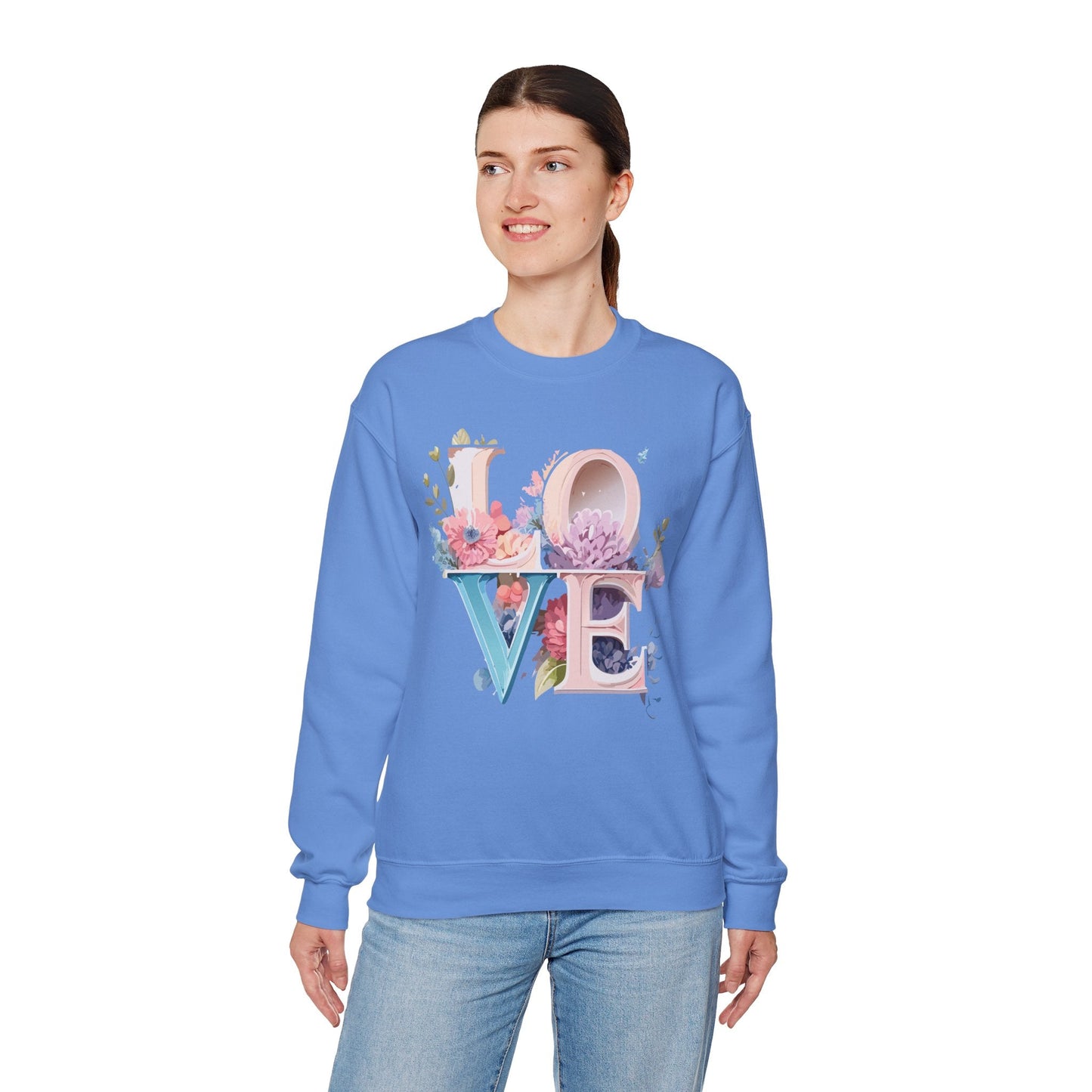 Floral Love Sweatshirt Valentines Day Sweatshirt Love Flower Unisex Crewneck Sweatshirt