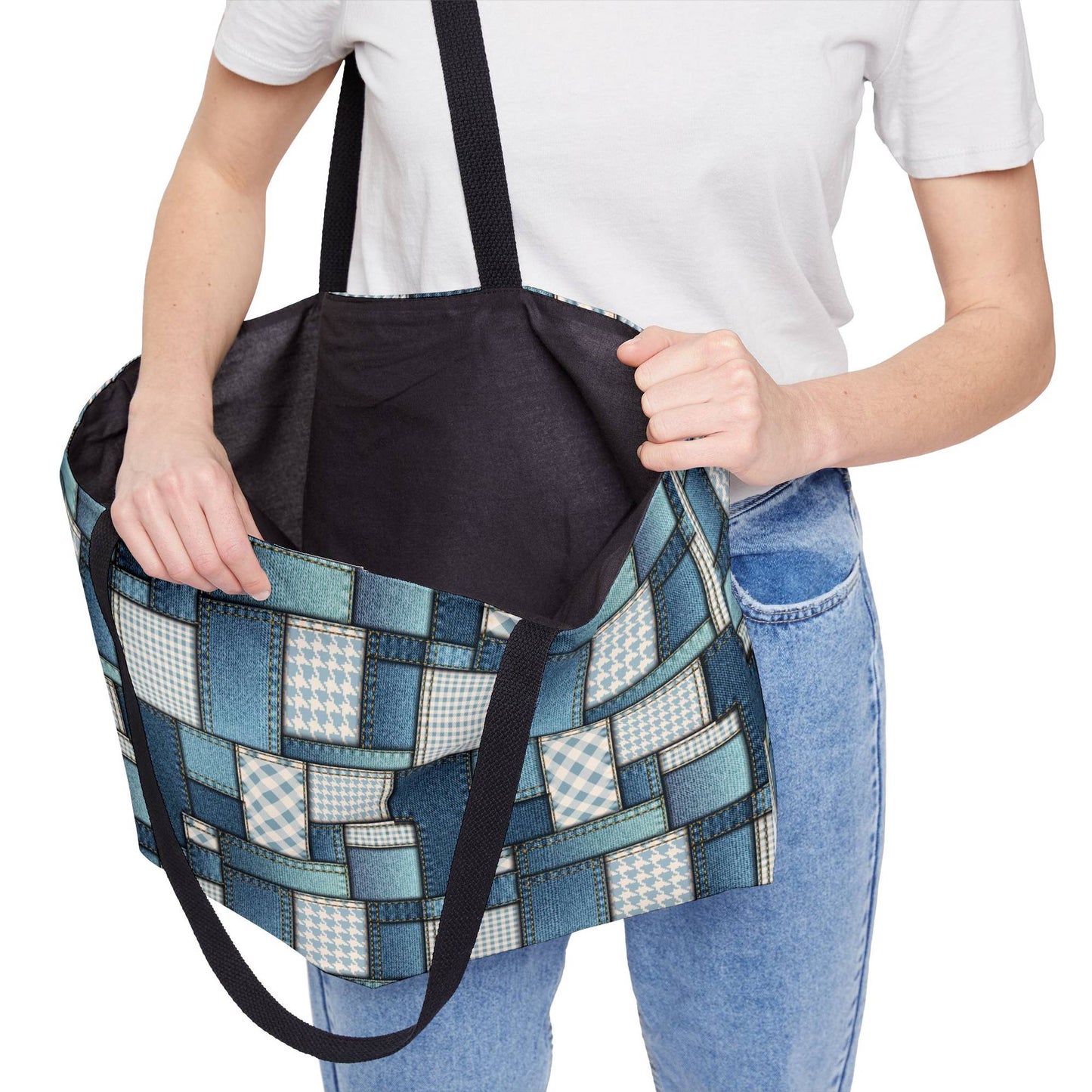 Denim Color Imitation Print Unisex  Yoga Bag  Spun Polyester 24x13 Canvas Gym Bag 14