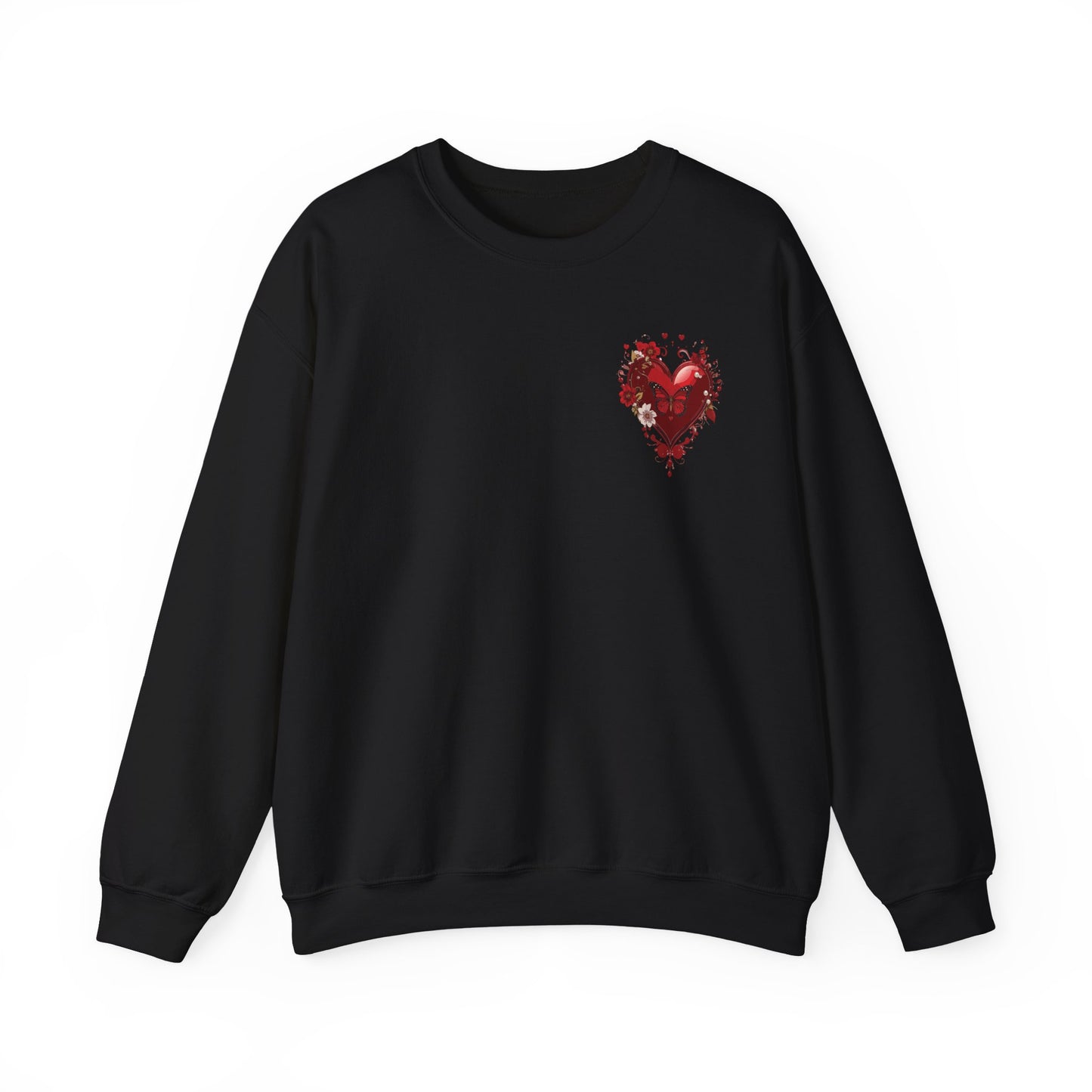 Small Red Heart Sweatshirt, Floral Red Heart Sweatshirt, Floral Love Sweatshirt, Valentine's Day Sweatshirt, Heart Floral Sweatshirt 104