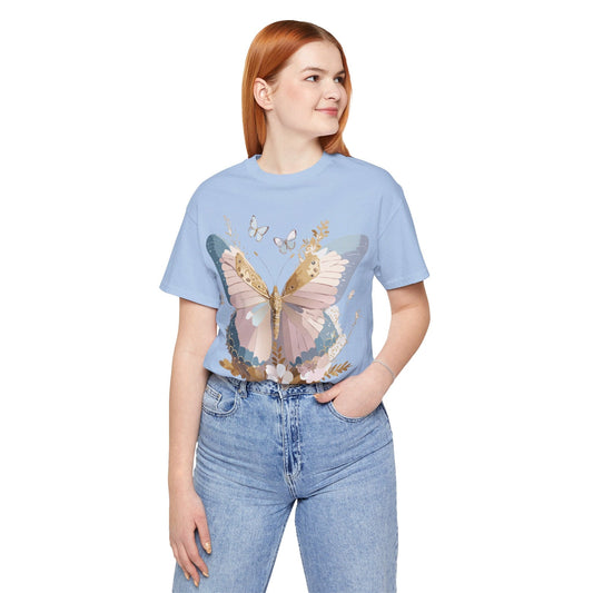 Butterfly Graphic Unisex 100 Cotton Lightweight Vintage Floral Design Jersey Tee 21