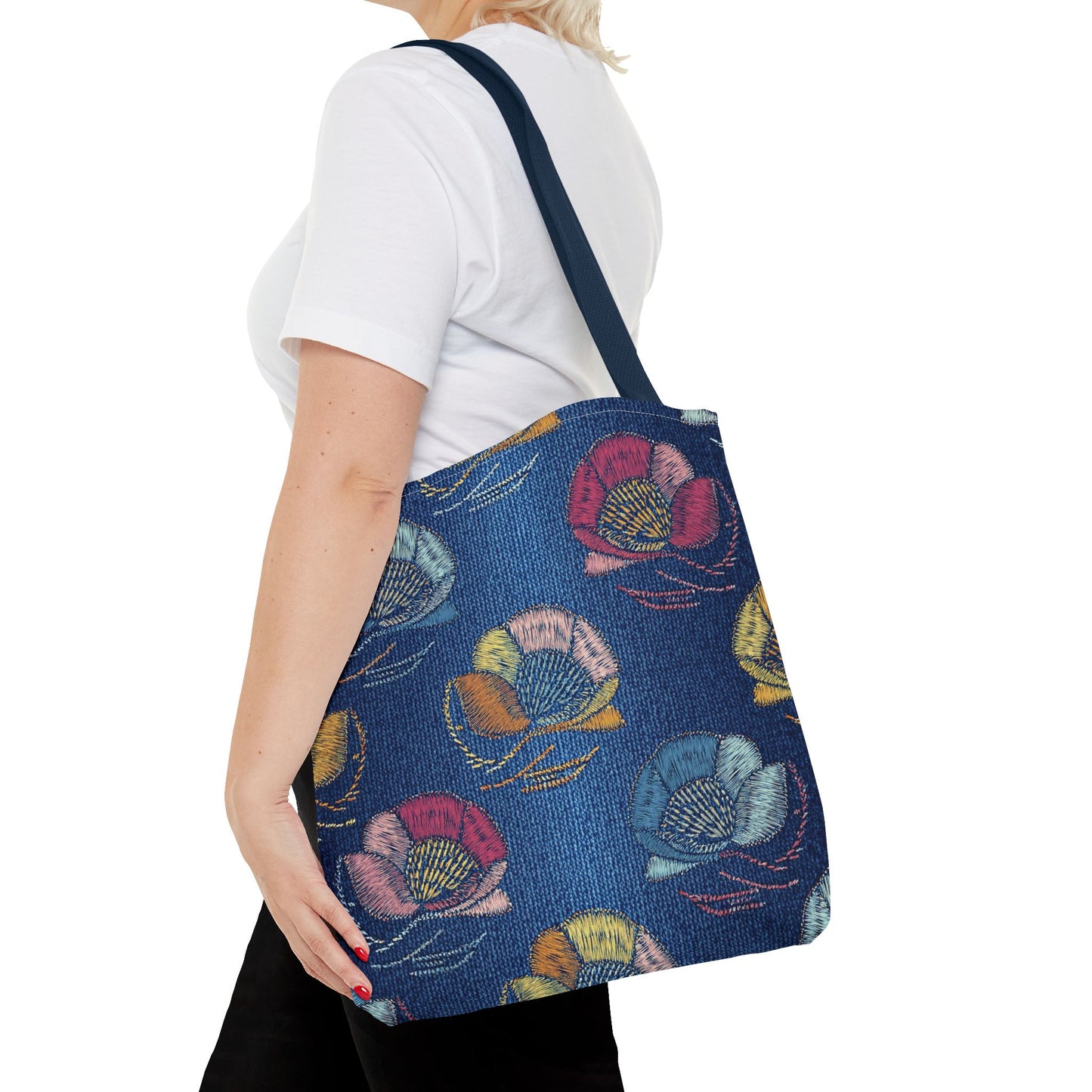 Denim Fabric Imitation Print Unisex Canvas Bag Poly Spun 3 Sizes Tote Bag 165