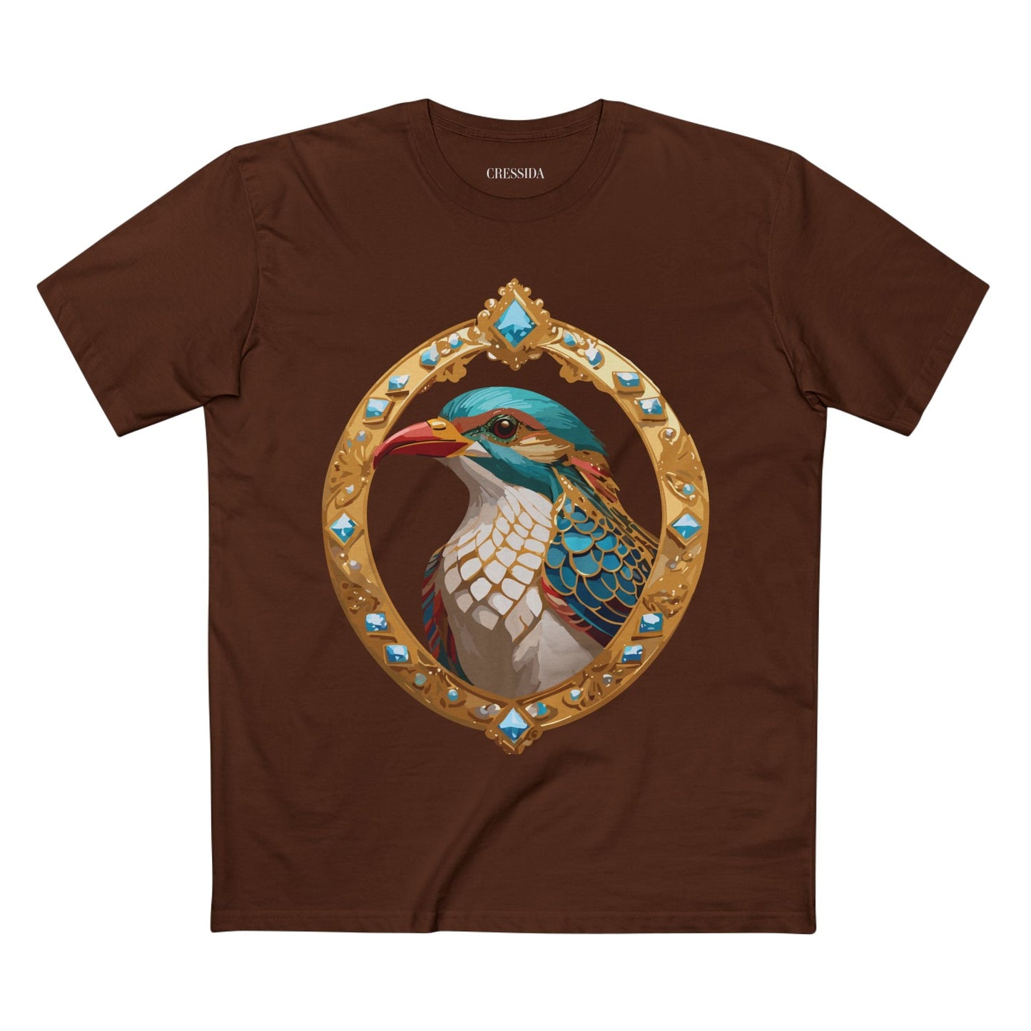 Bird Graphic Unisex 100 Cotton Tee With Unique Animal Golden Medallion Art Design 22