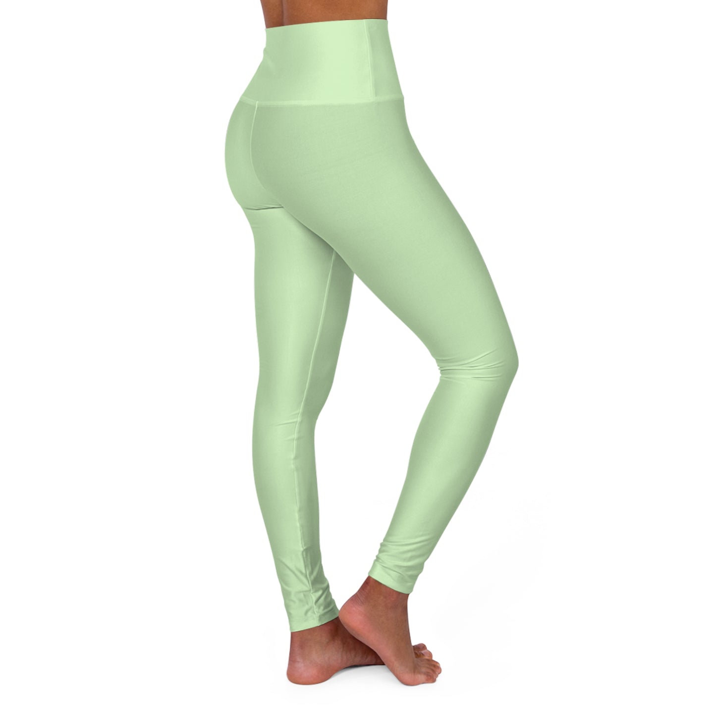 Tea Green Color High-Waist Yoga Leggings Women's Seamless Poly-Span Stretchy Pants XS-2XL