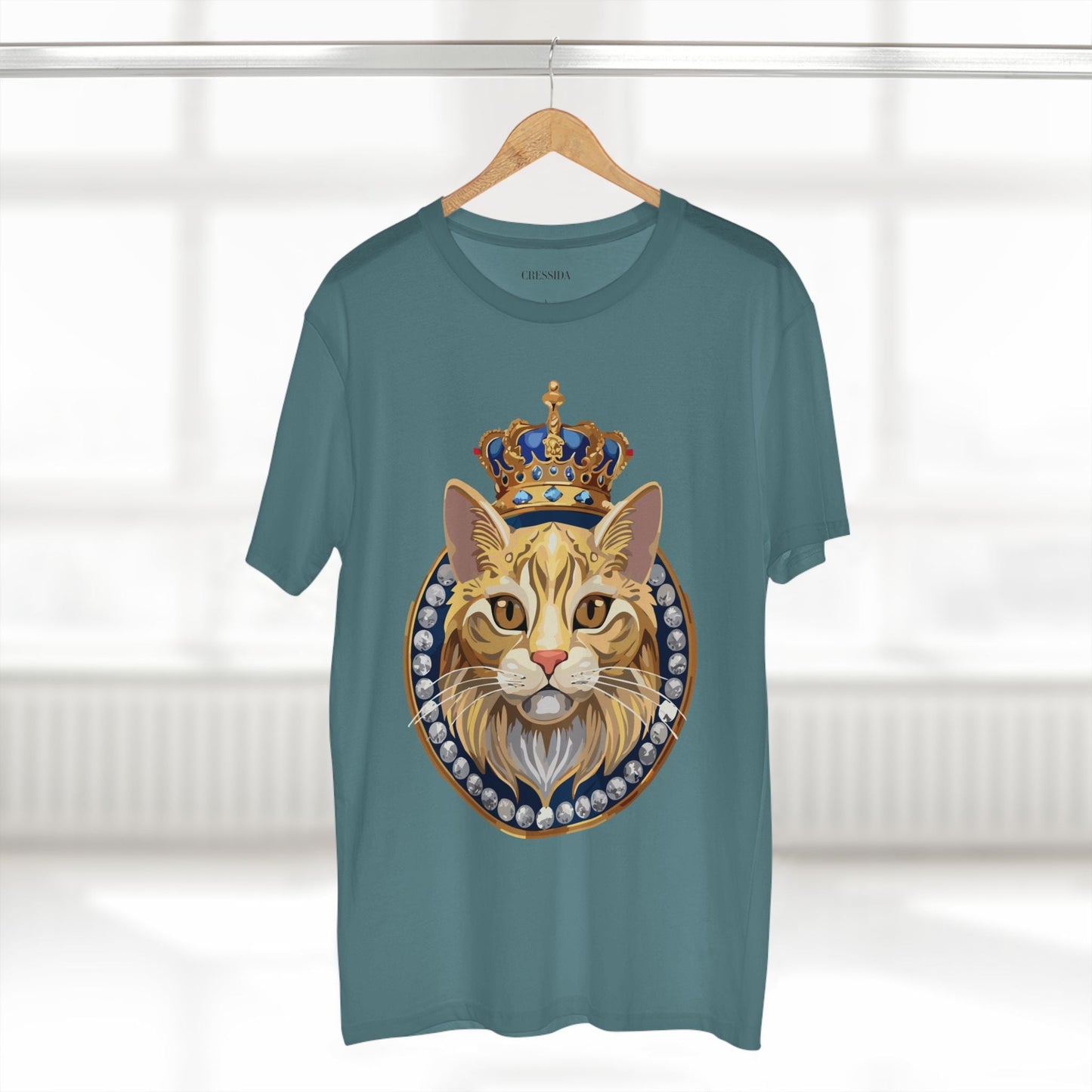 Cat Graphic Unisex 100 Cotton Tee With Unique Animal Golden Medallion Art Design 13