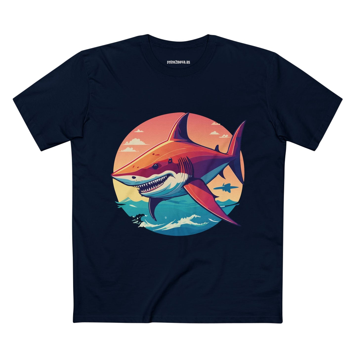 Unisex Premium Cotton Staple Tee With Original Art Shark Shirt From Retro2Nova Art Collection Soft Breathable Comfort