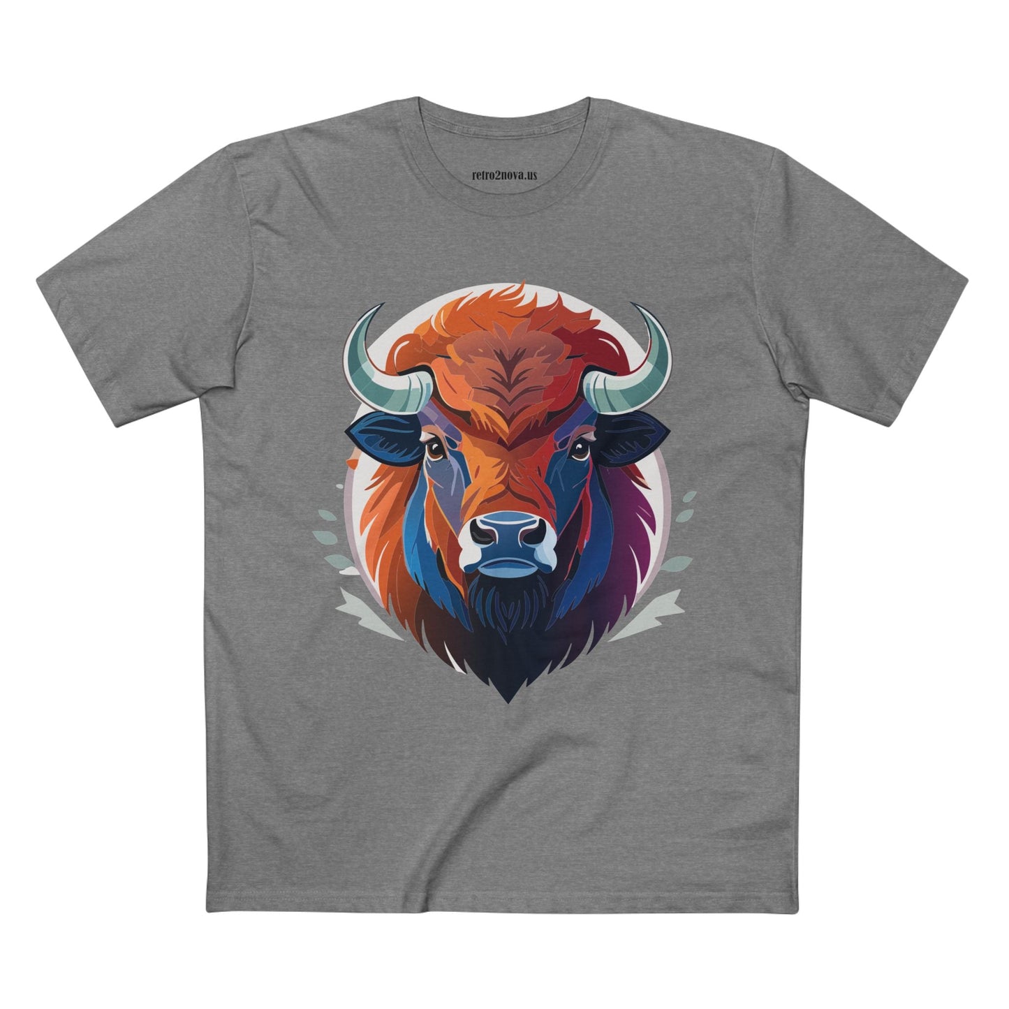 Bison Animal Shirt Unisex Premium Cotton Tee With Original Art Design From Retro2Nova Art Collection Edition