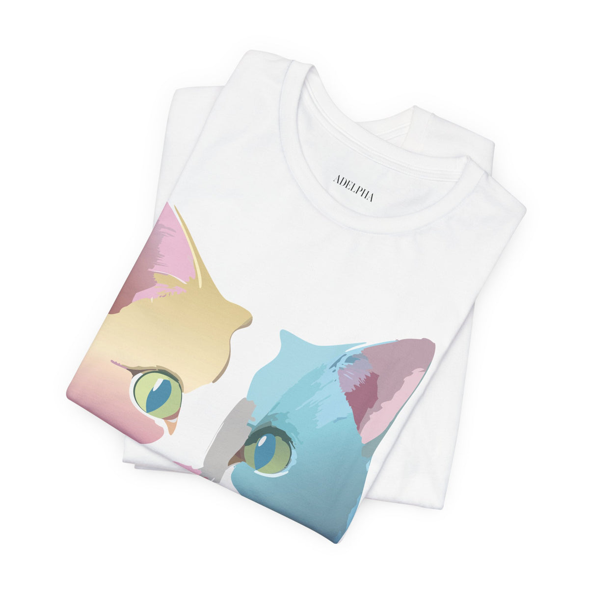Cat Graphic Unisex Cotton Bella+Canvas Tee with Animal Art Design m09