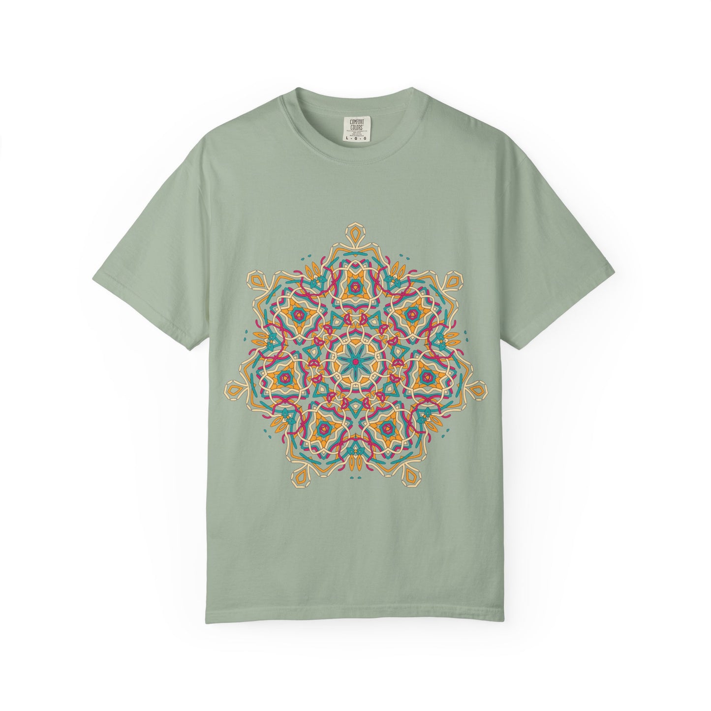Unisex Garment Dyed Cotton T-Shirt with Mandala Graphic Design