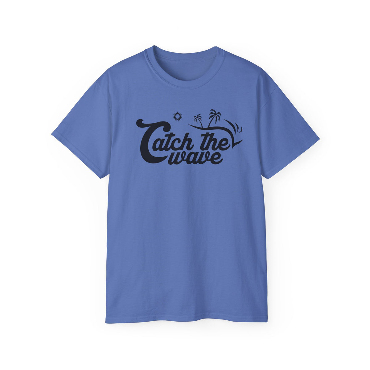 Catch the Wave Tee | Surf Script Typography, Palm Trees, Beach Vibes