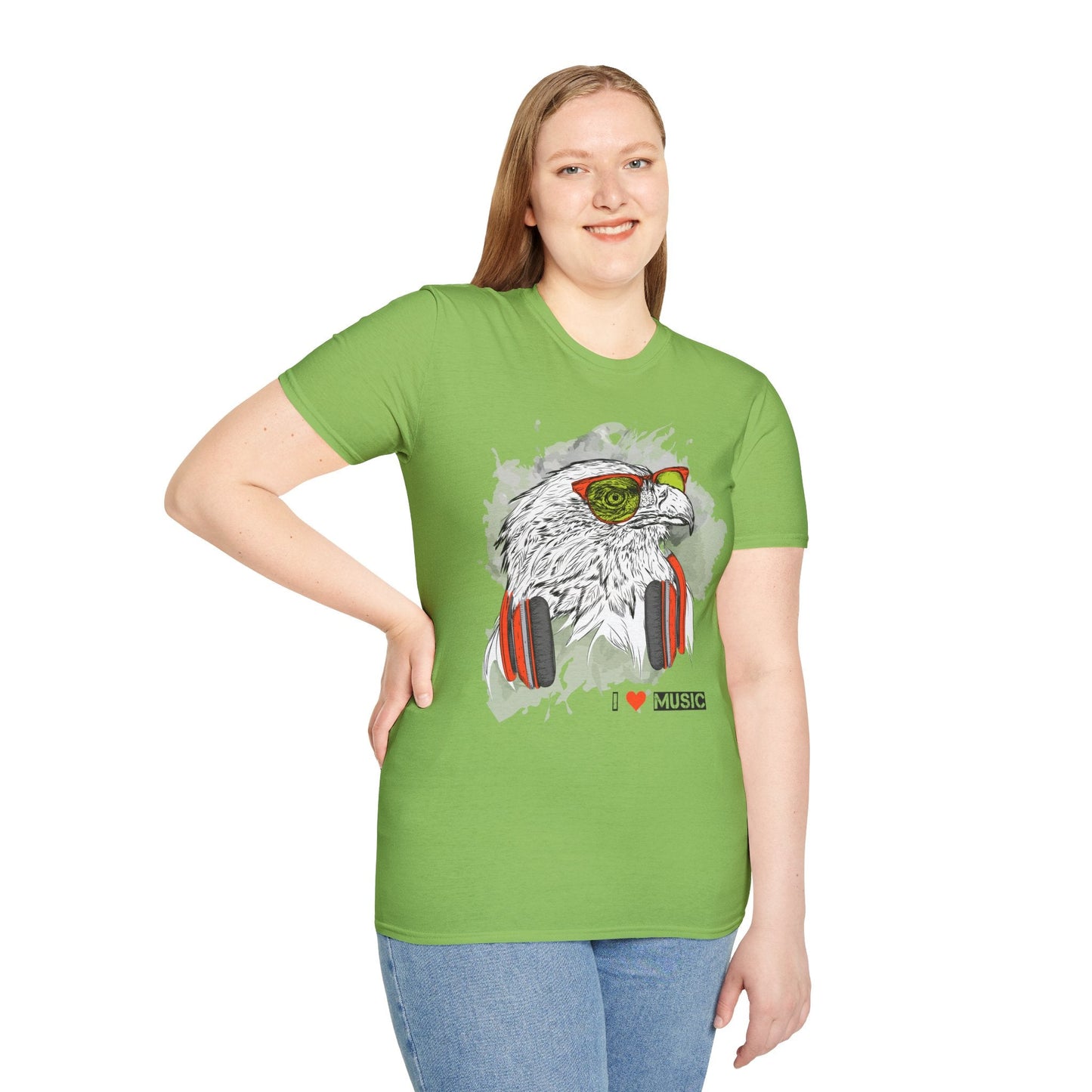 I Love Music Animals Shirt With Headphones Unisex Gildan Softstyle 64000 Tee Premium
