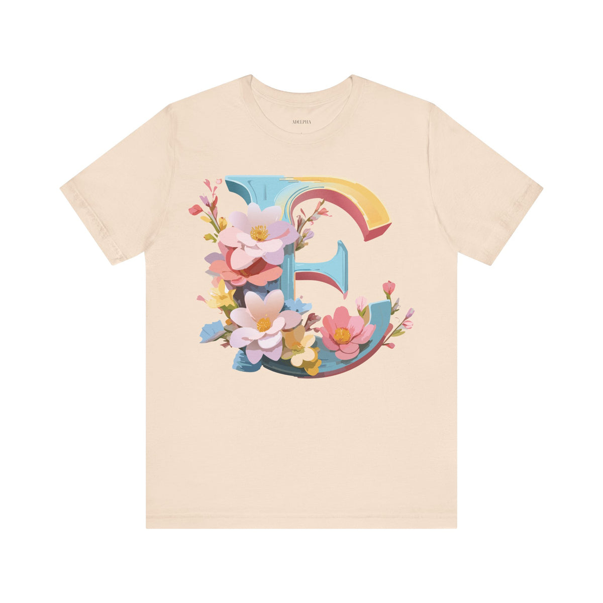 Letter E Graphic Unisex Cotton Bella+Canvas Tee with Art Letter Design