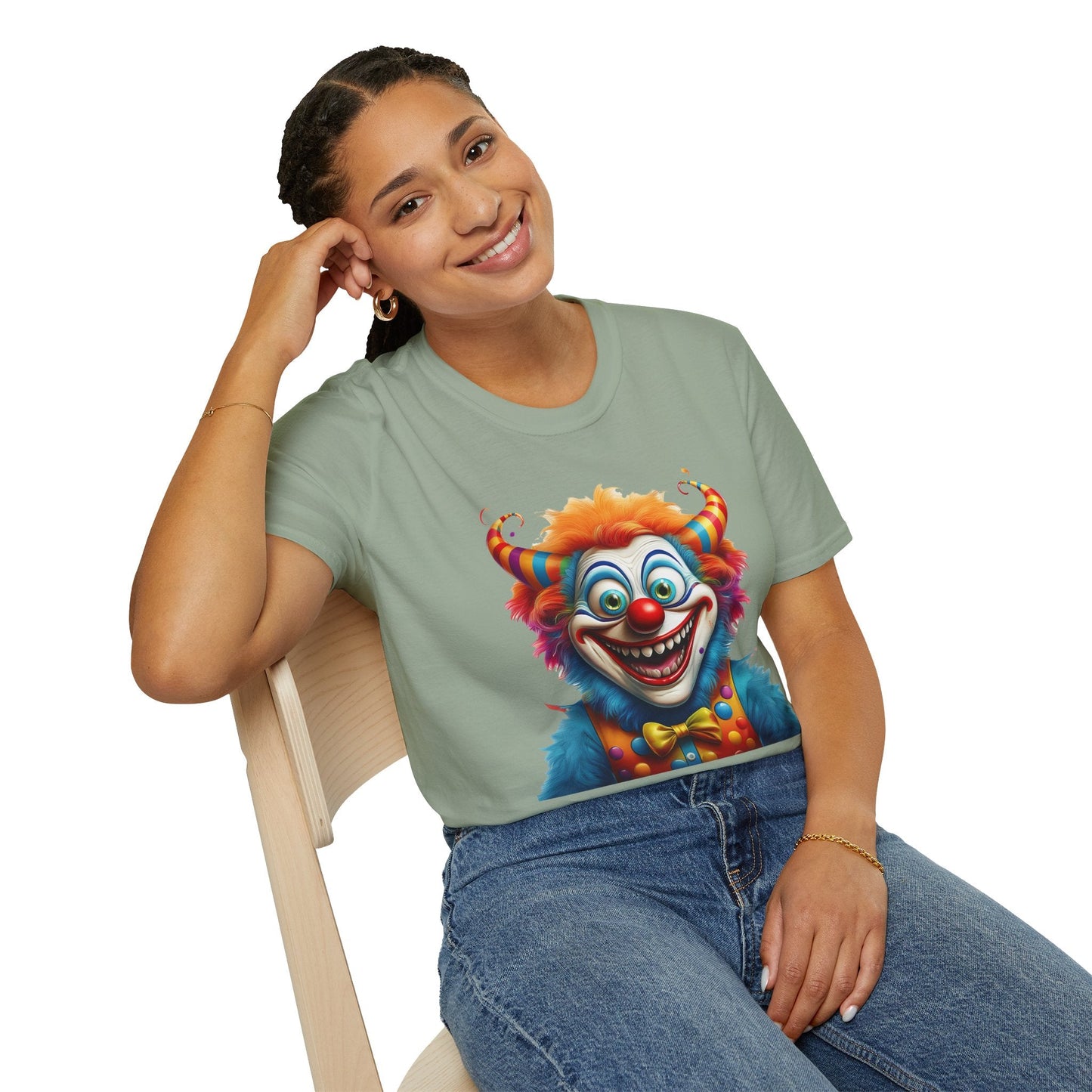 Unisex Clown Shirt Circus Tee Funny Man Shirt Scary Man Shirt Gildan Softstyle 64000