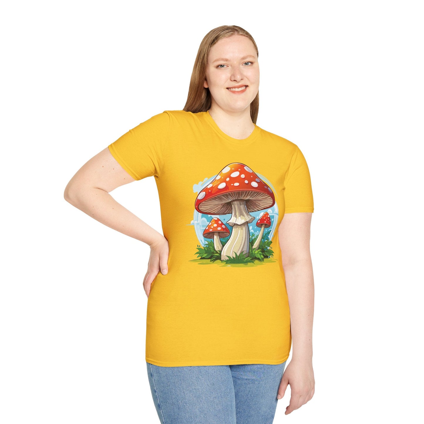 Mashroom Tee Shirt Unisex Funny Mashroom Design 100 Percent Cotton Softstyle Tee