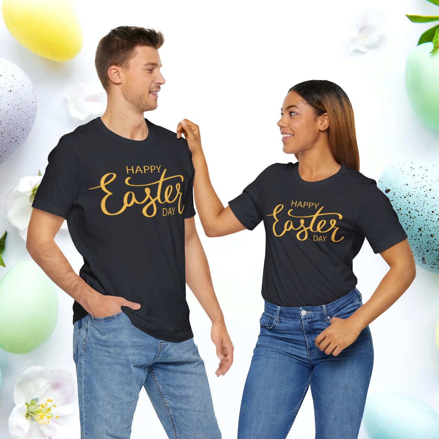 Unisex Cotton Tee Shirt with Easter Prints