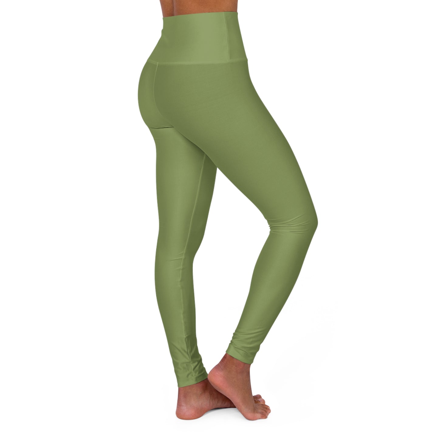 Palm Leaf Green Color High-Waist Yoga Leggings Women's Seamless Poly-Span Stretchy Pants XS-2XL