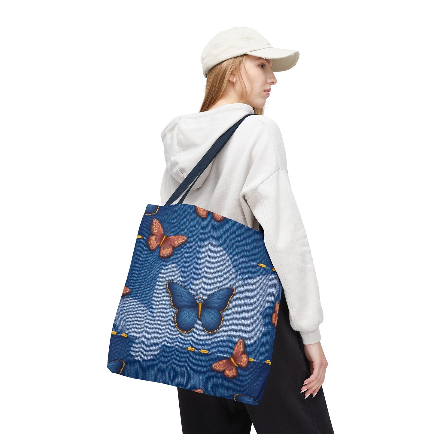 Denim Fabric Imitation Print Unisex Canvas Bag Poly Spun 3 Sizes Tote Bag 176