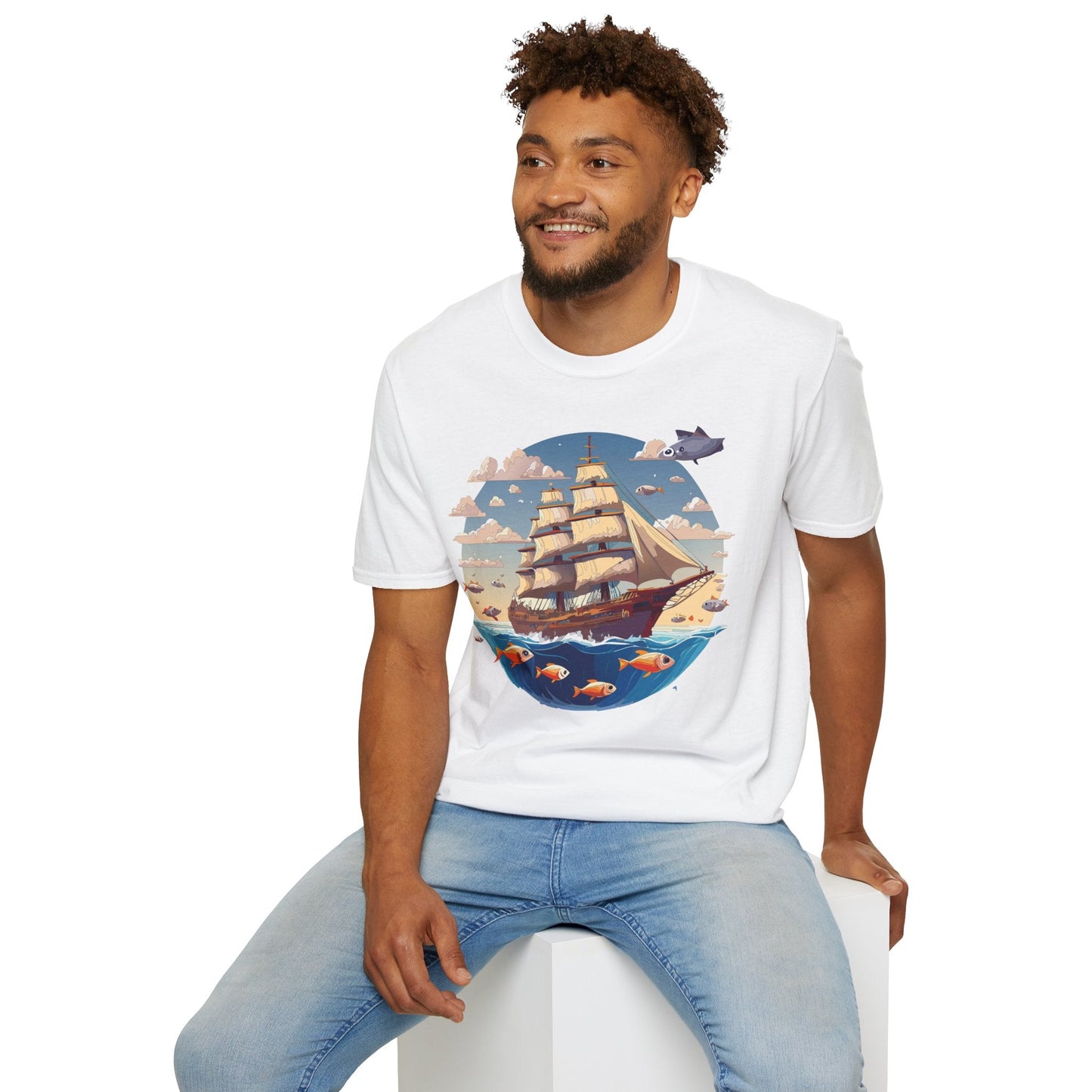 Nautical Ship Frigate Vessel T Shirt Unisex Premium Softstyle Cotton Tee Gildan 64000