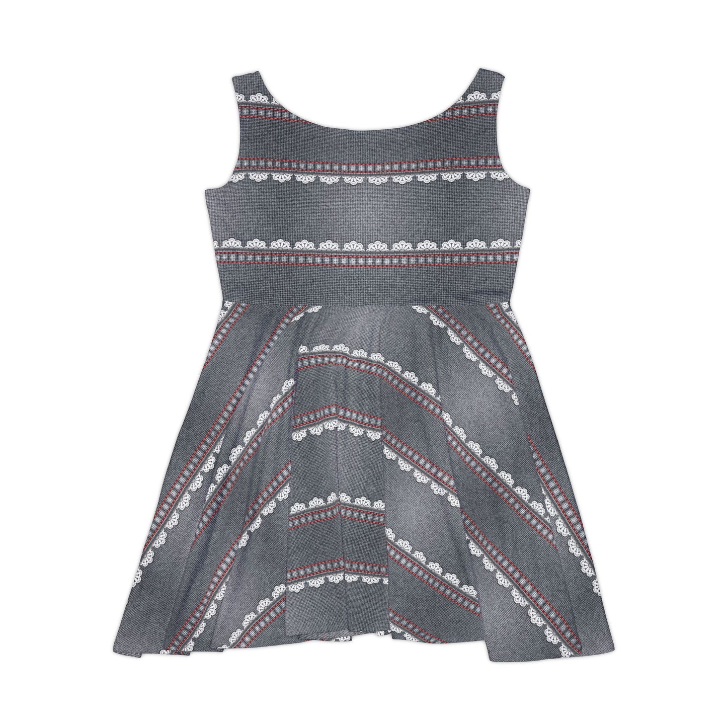 Women Denim Print Skater Dress, Denim Print Poly-Span Dress - 18