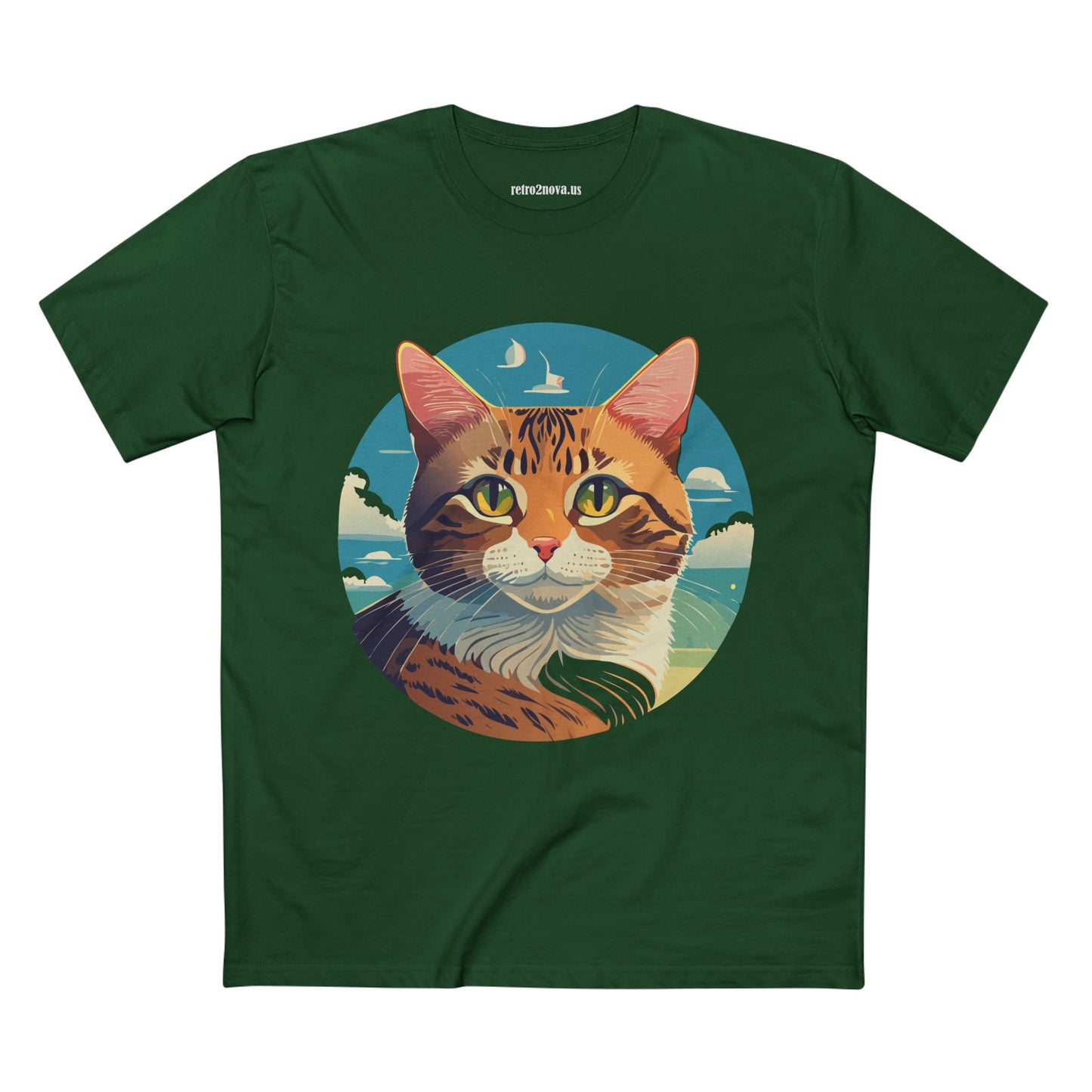 Unisex Premium Cotton Staple Tee With Original Cat Art Design Featuring Retro2Nova Logo And Everyday Comfort
