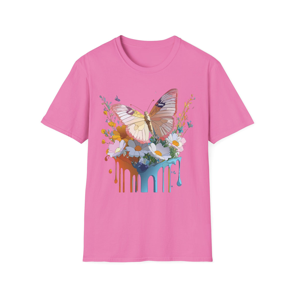 Butterfly Floral Drip Graphic Tee Unisex 100 Cotton Gildan T-Shirt