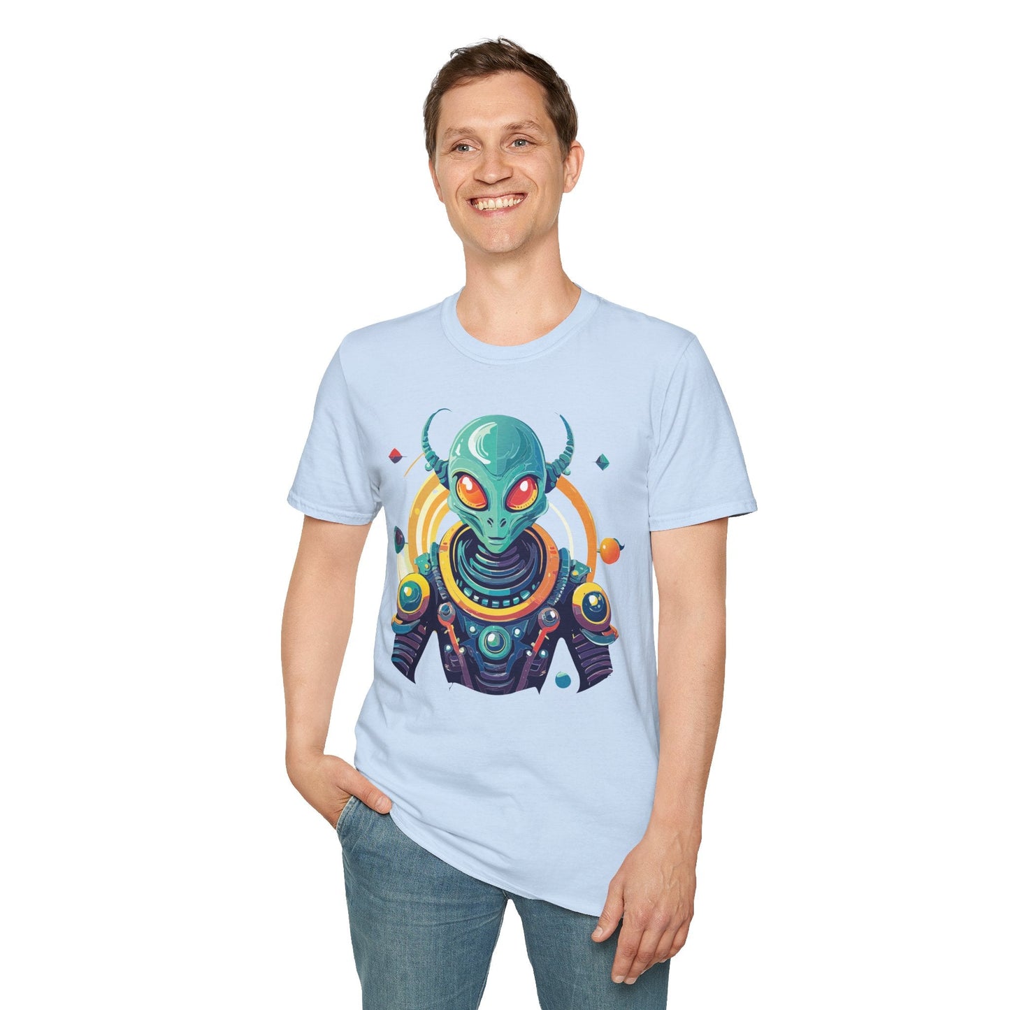 Alien Cosmos T Shirt Unisex Softstyle Cotton Tee With Alien Art Design Premium Comfort