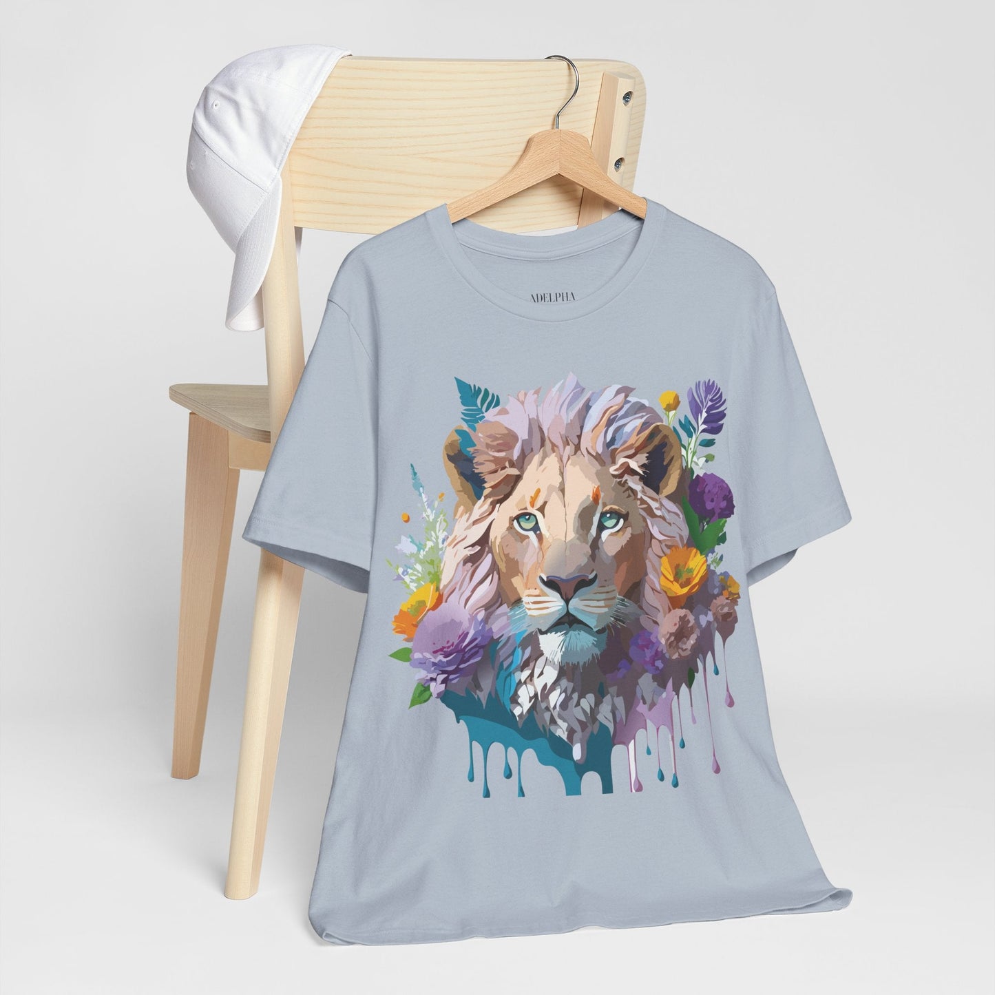 Lion Graphic Tee Unisex Short Sleeve Shirt With Vintage Inspired Artwork By Adelpha
