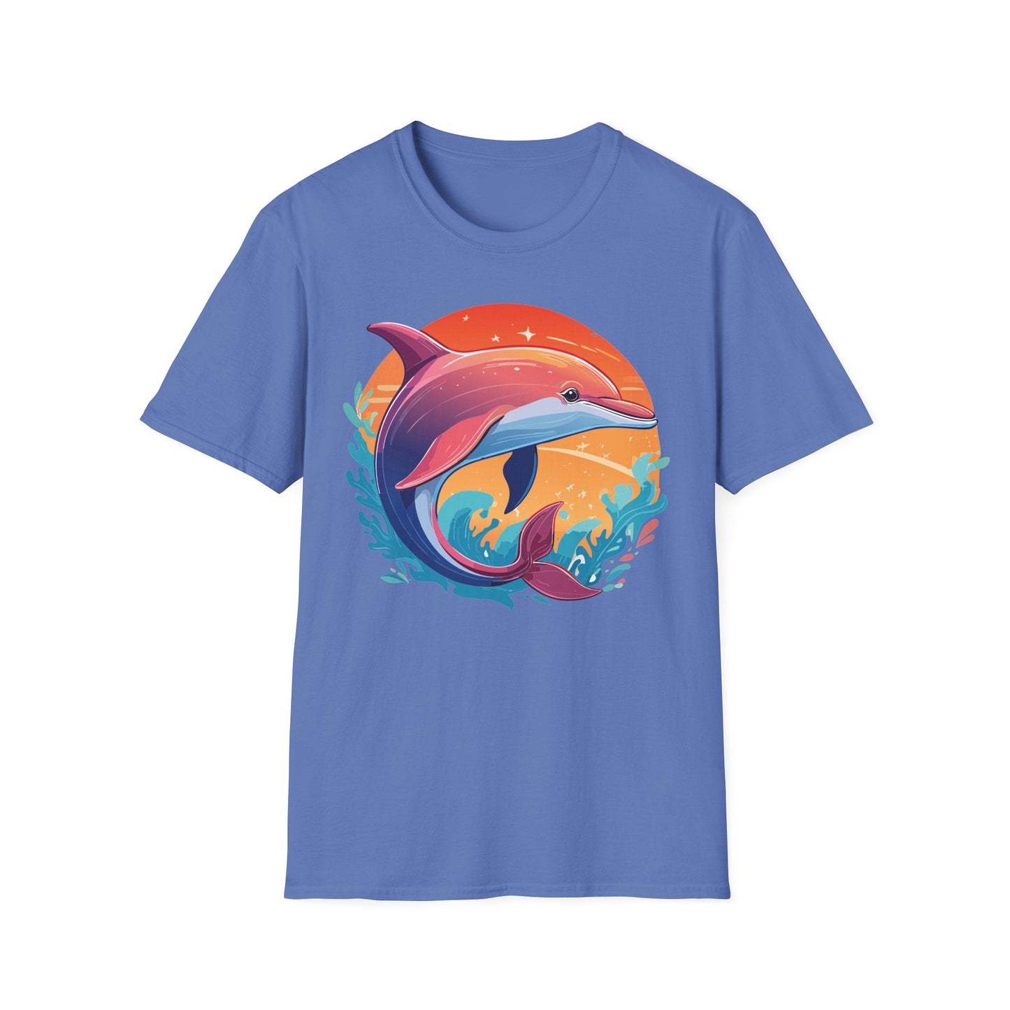 Dolphin Shirt Unisex Tee 100 Percent Ring Spun Cotton Softstyle Gildan 64000 Comfort Fit