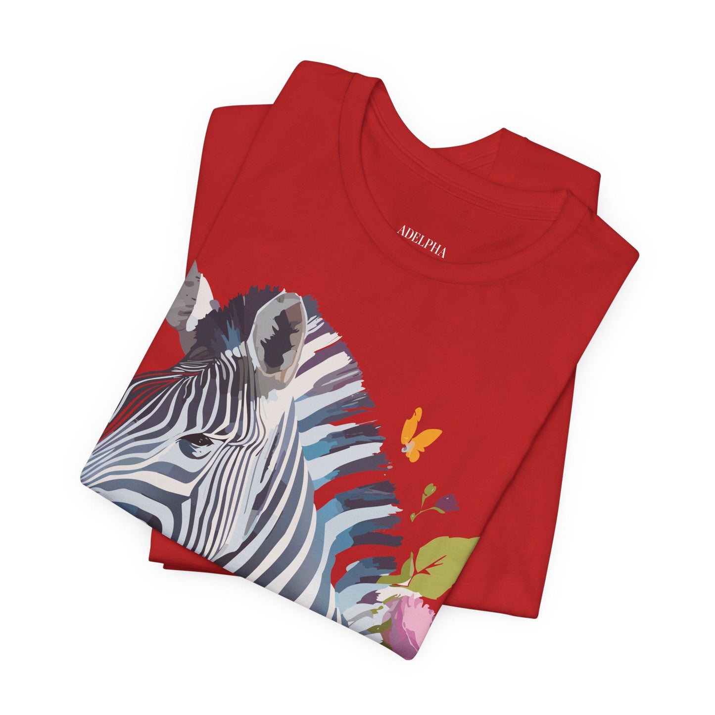Unisex Zebra Graphic Tee Featuring Adelpha Artwork Vintage Inspired Short Sleeve Shirt