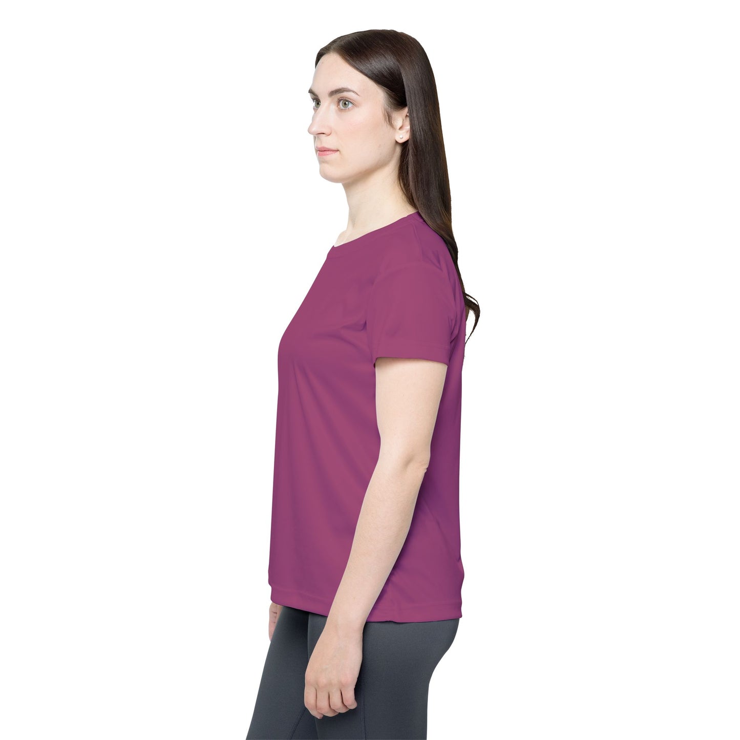 Berry Blush Women's Sports Jersey Short Sleeves 100% Poly Solid Berry Pink Color Print Athletic Tee