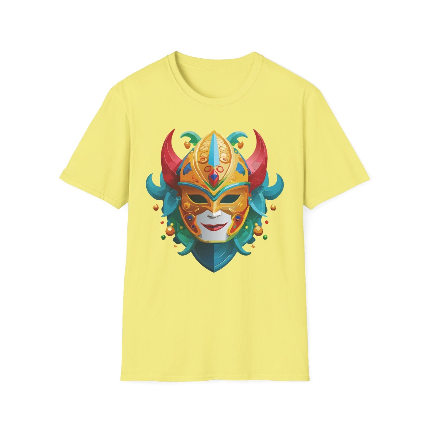 Unisex Mask Tee Shirt Softstyle Gildan 64000 Cotton Tee Masquerade Design Artwork