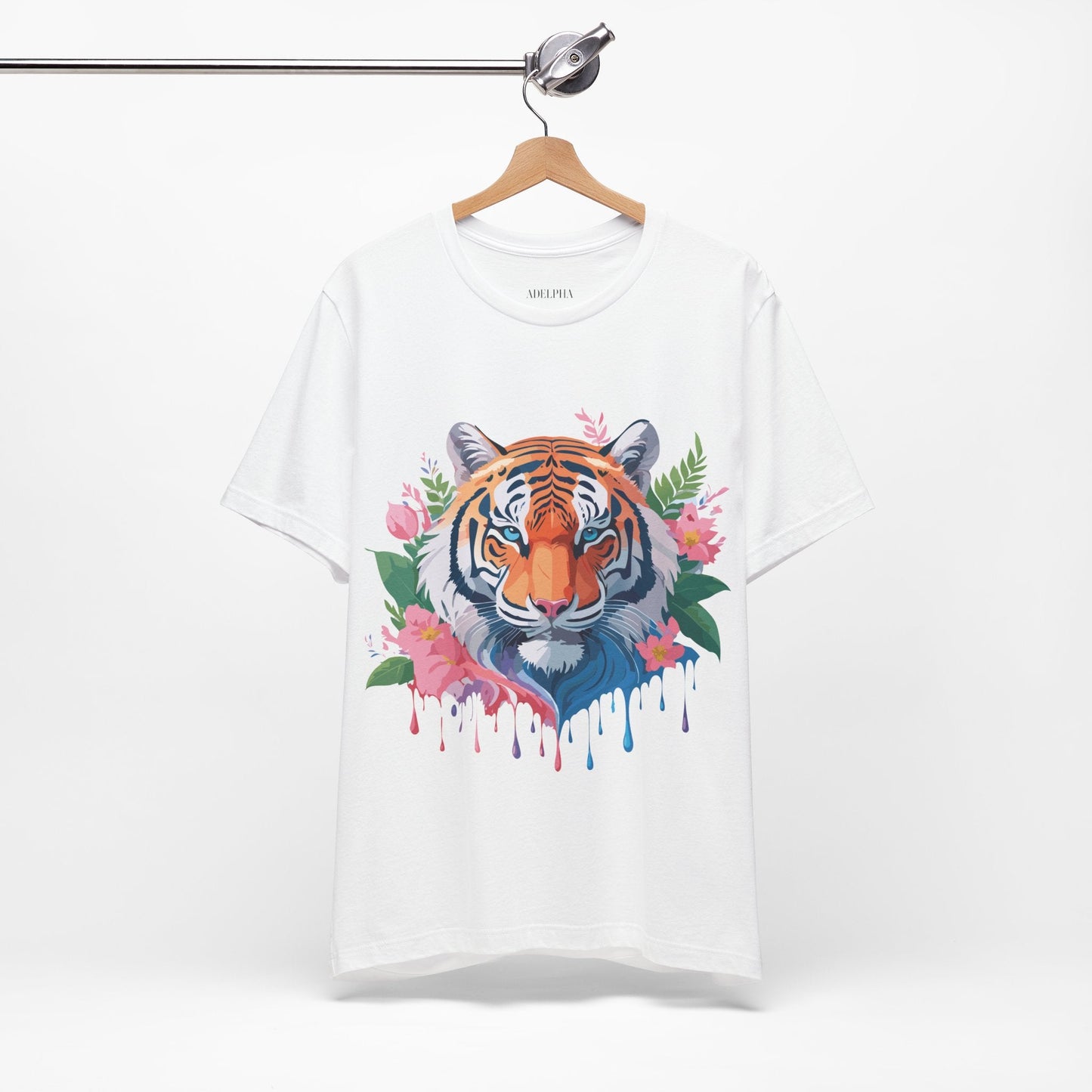 Tiger Graphic Tee Unisex Short Sleeve Shirt With Vintage Inspired Artwork By Adelpha