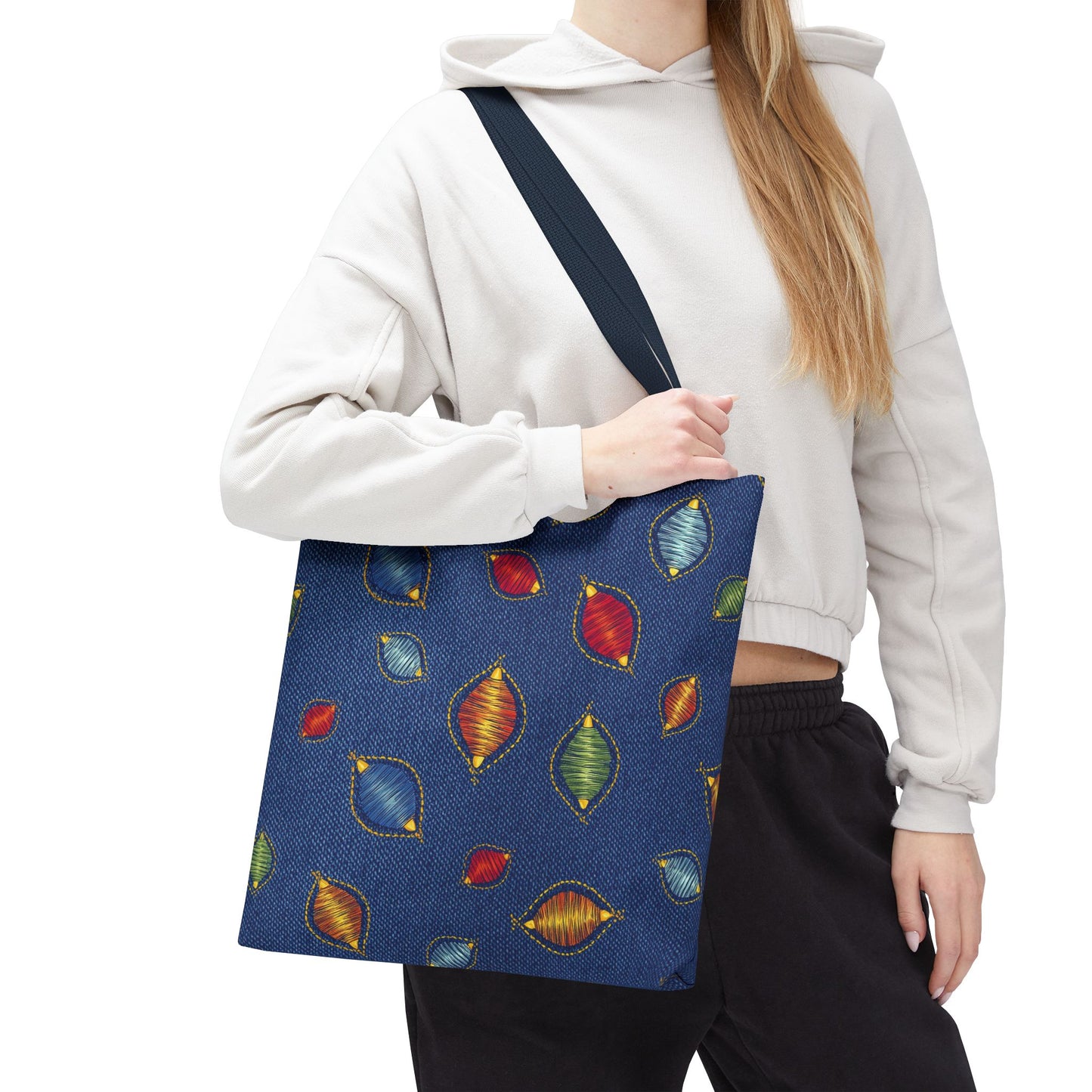 Diwali Graphic Denim Fabric Imitation Print Unisex Canvas Bag Poly Spun 3 Sizes Tote Bag 205-9