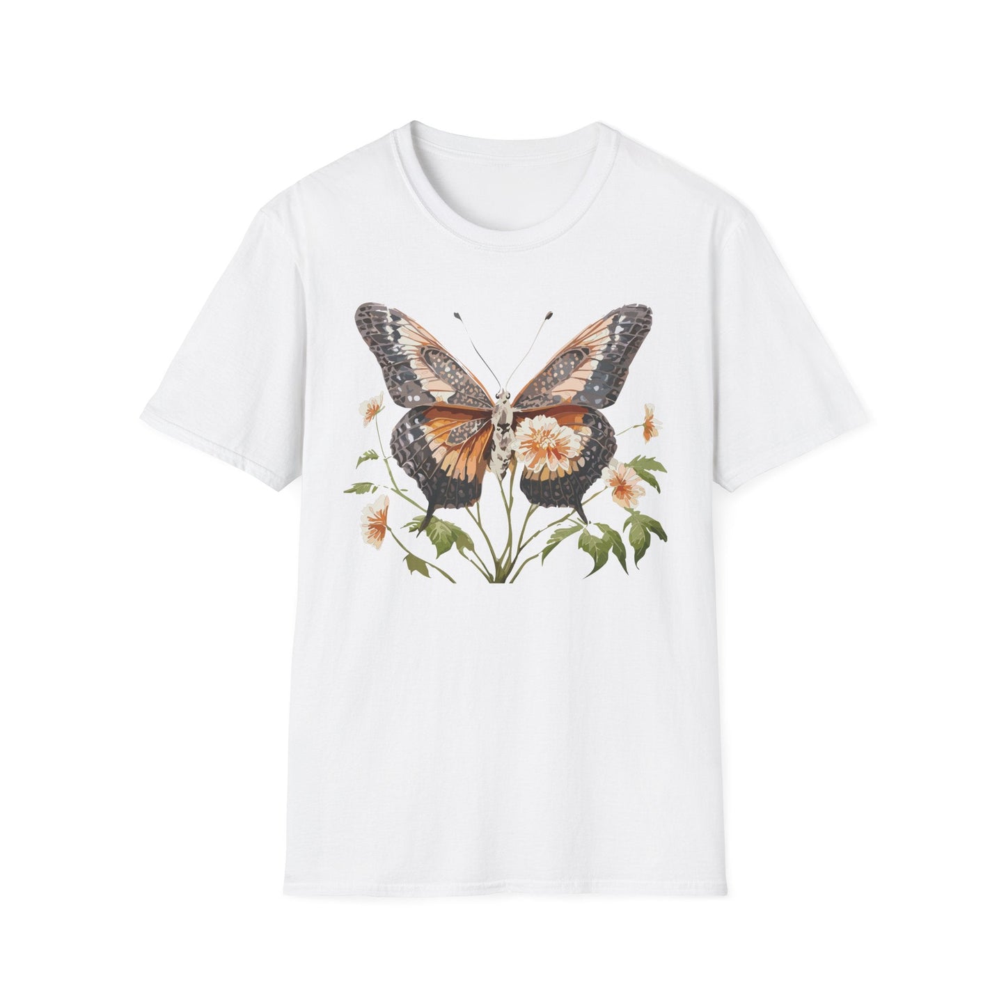 Butterfly T Shirt Unisex Softstyle Gildan 64000 Cotton Tee Monarch Print Comfort