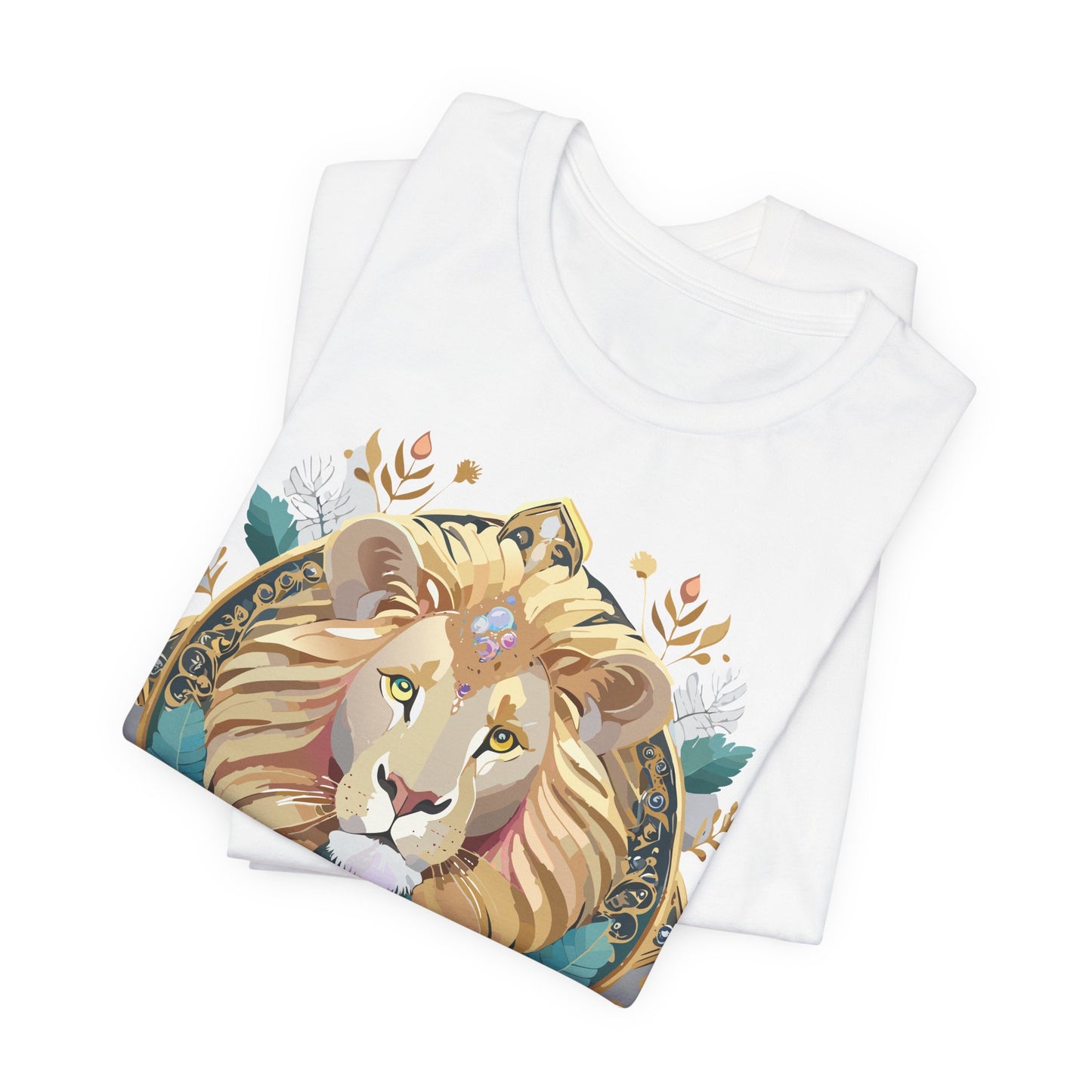 Unisex Lion Graphic Tee, Animal Shirt, Tee Shirt with Lion, Medallion T-Shirt, Animal Medallion Tees 2