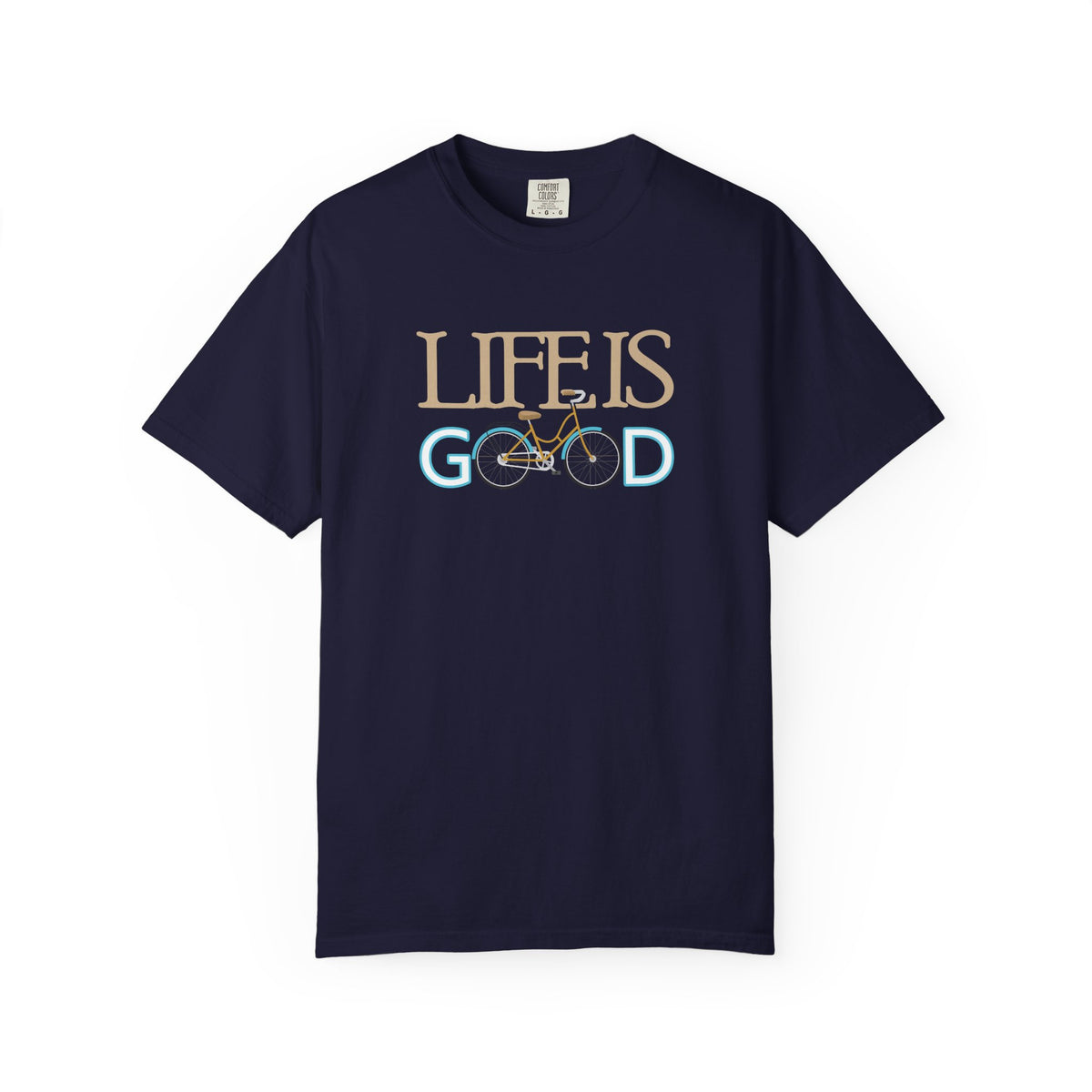 Life Is Good Bicycle Graphic Unisex Comfort Colors Garment-Dyed Heavyweight 100 Cotton Art Design T-Shirt w52