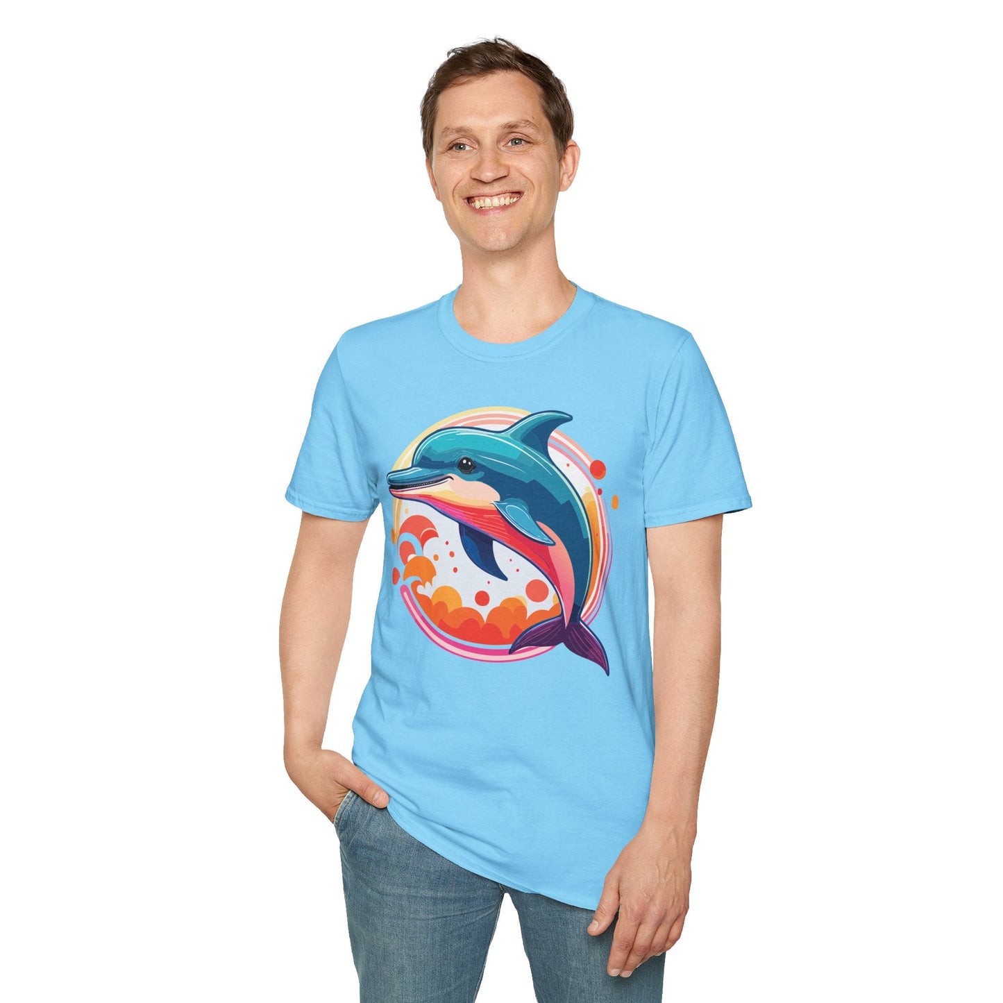 Dolphin Shirt Unisex Softstyle Tee Short Sleeve 100 Percent Ring Spun Cotton Gildan 64000