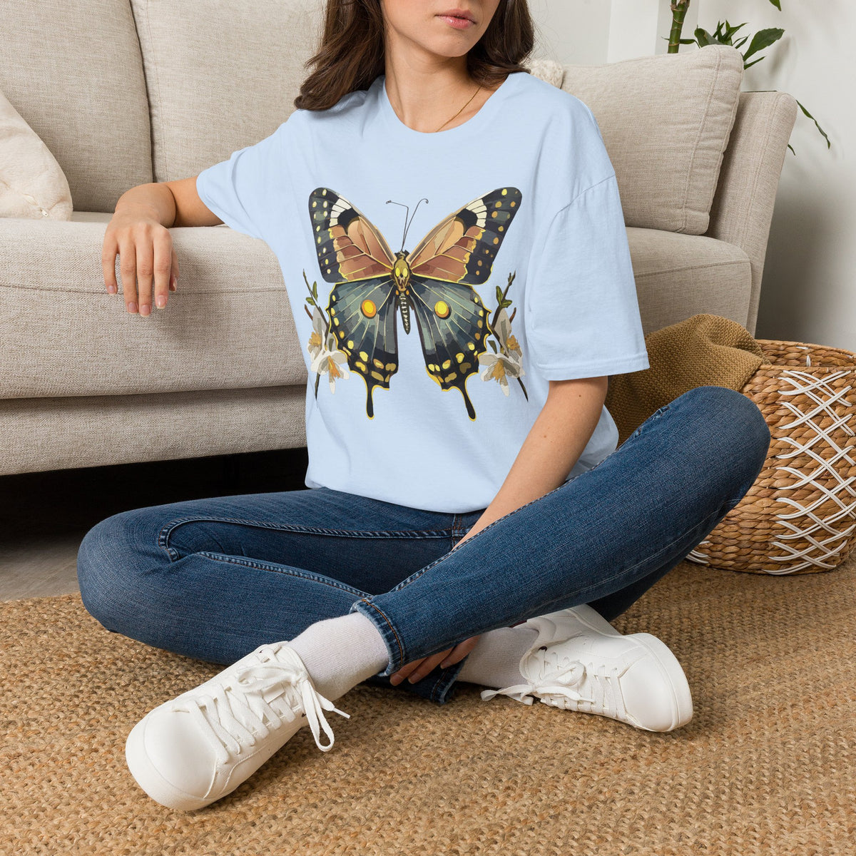 Butterfly Floral T‑Shirt — Vintage Monarch Graphic Tee Unisex 100 Cotton Gildan T-Shirt