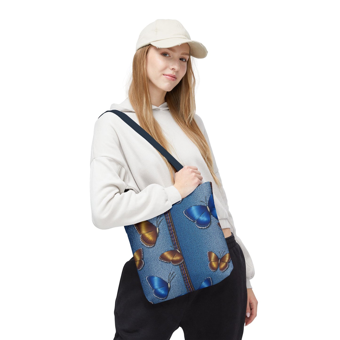 Denim Fabric Imitation Print Unisex Canvas Bag Poly Spun 3 Sizes Tote Bag 172