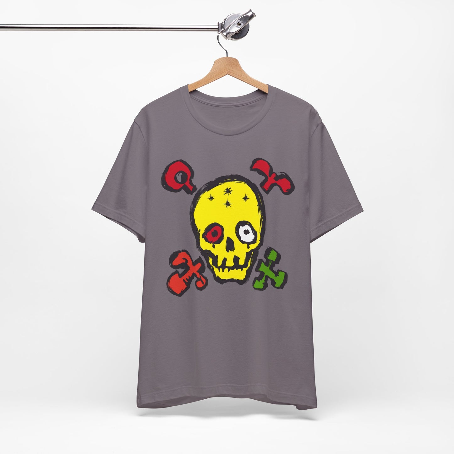 Yellow Skull Graphic Design Tee, Skull Shirt, Vintage Tees, Art Design T-Shirt, Vintage Graphic Tee, Art Shirts with Skulls