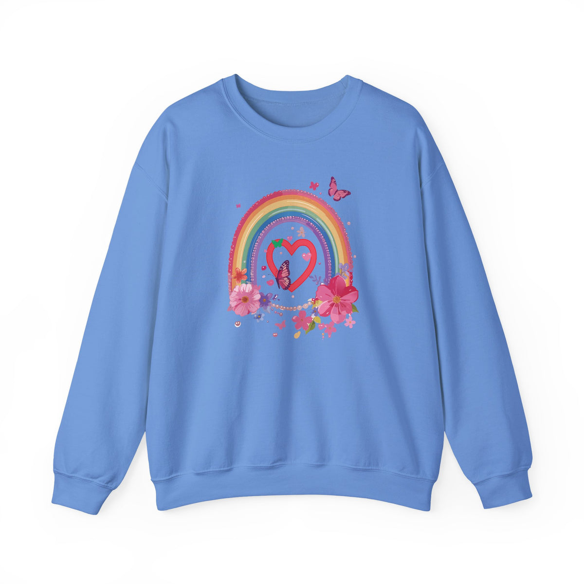 Rainbow Heart Sweatshirt, Floral Heart Sweatshirt, Floral Love Sweatshirt, Valentine's Day Sweatshirt, Rainbow Heart Floral Sweatshirt 112
