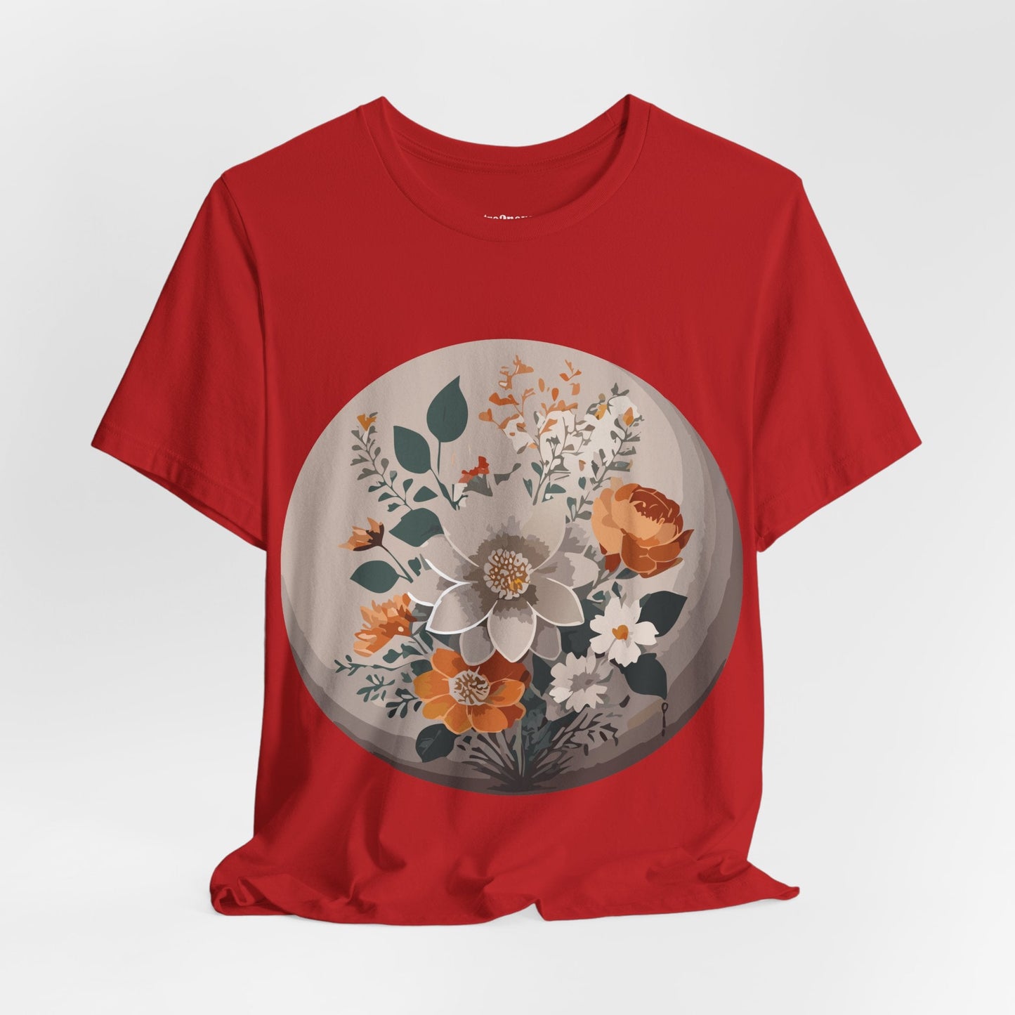 Retro2Nova Floral Shirt Unisex Short Sleeve Tee Lightweight Breathable Cotton Blend Jersey