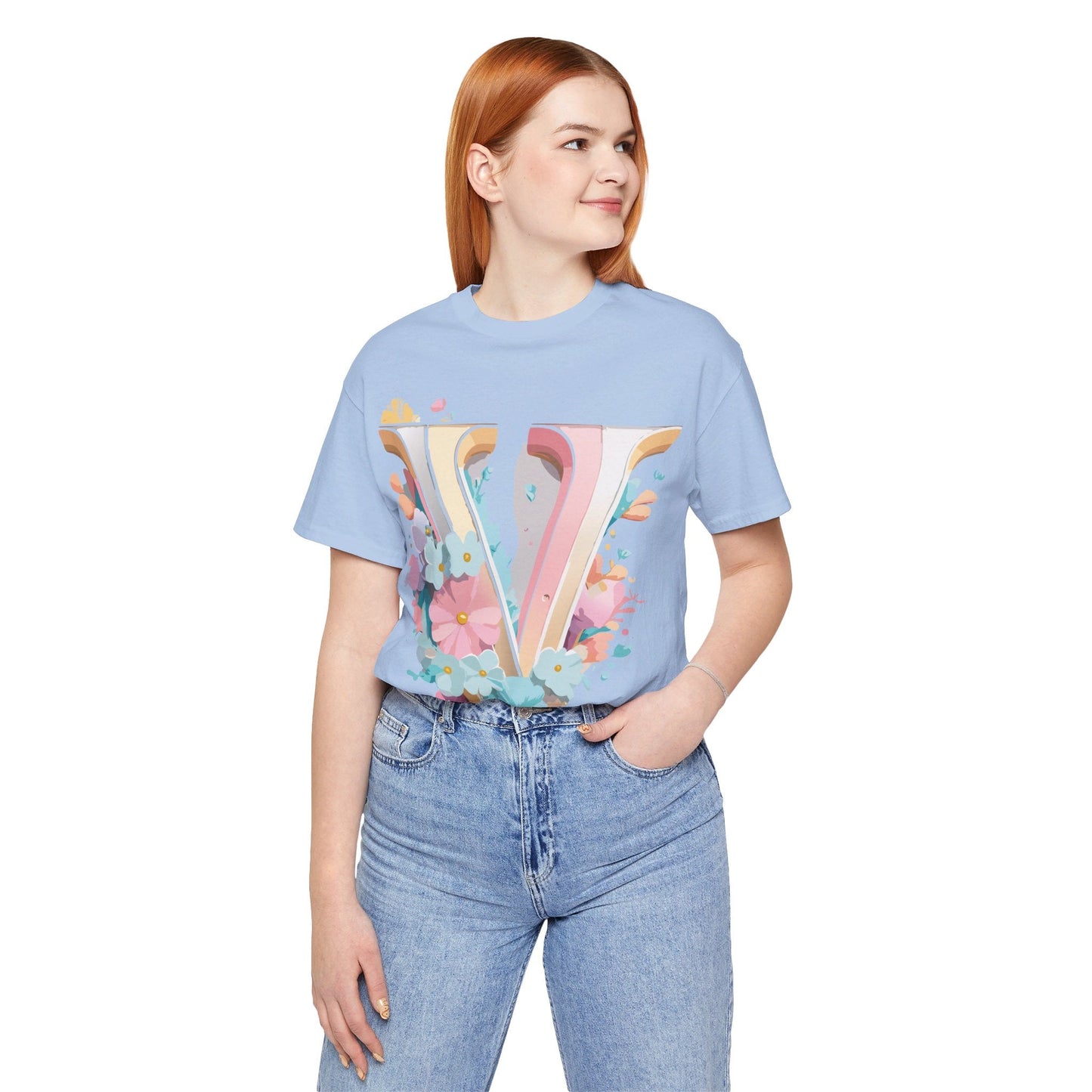 Letter V Graphic Tee Unisex Jersey Short Sleeve Vintage Inspired Design