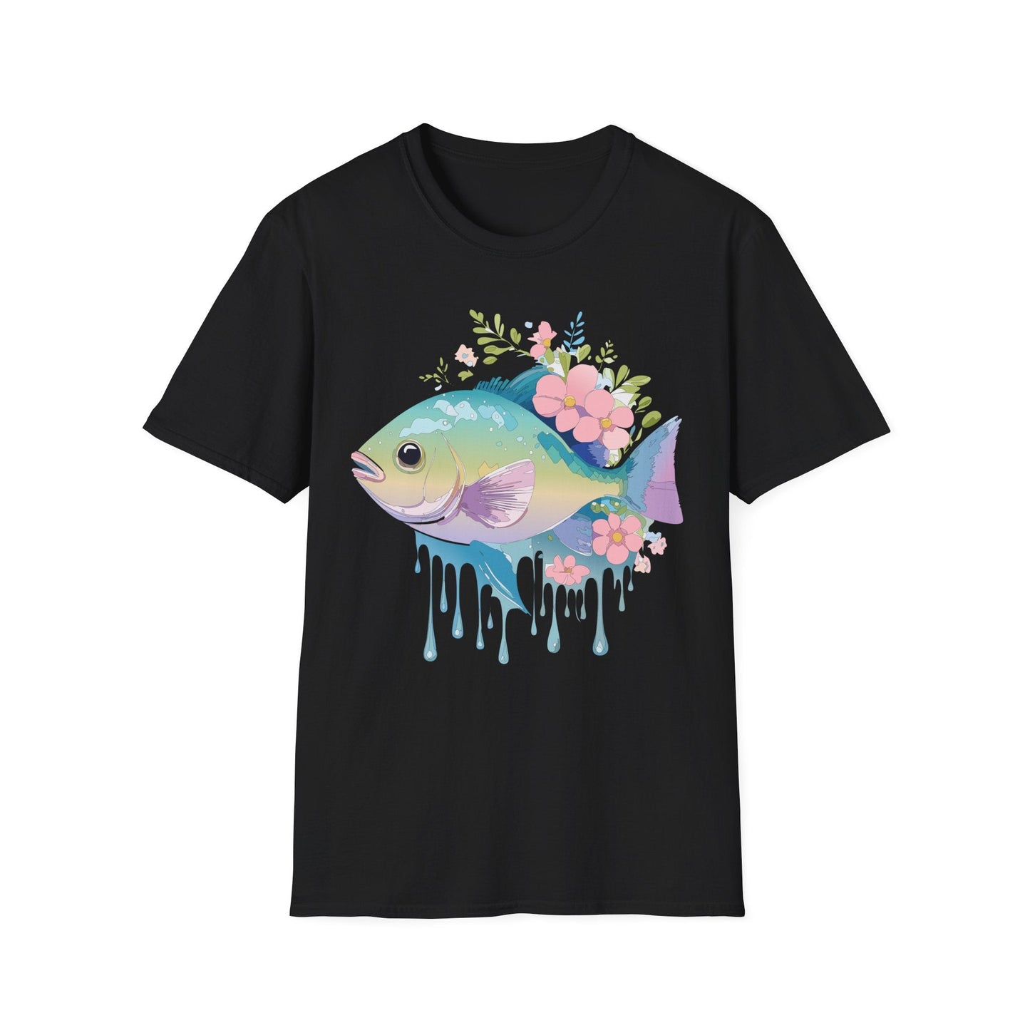 Fish Art Graphic Tee Unisex Gildan Softstyle 64000 100 Percent Ring Spun Cotton Comfortable Tee