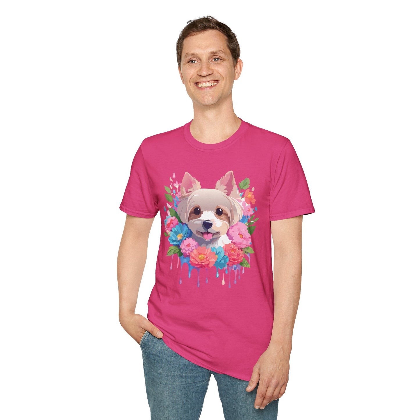 Unisex Gildan Softstyle Animal Print Dog Shirt Tee 100 Percent Cotton