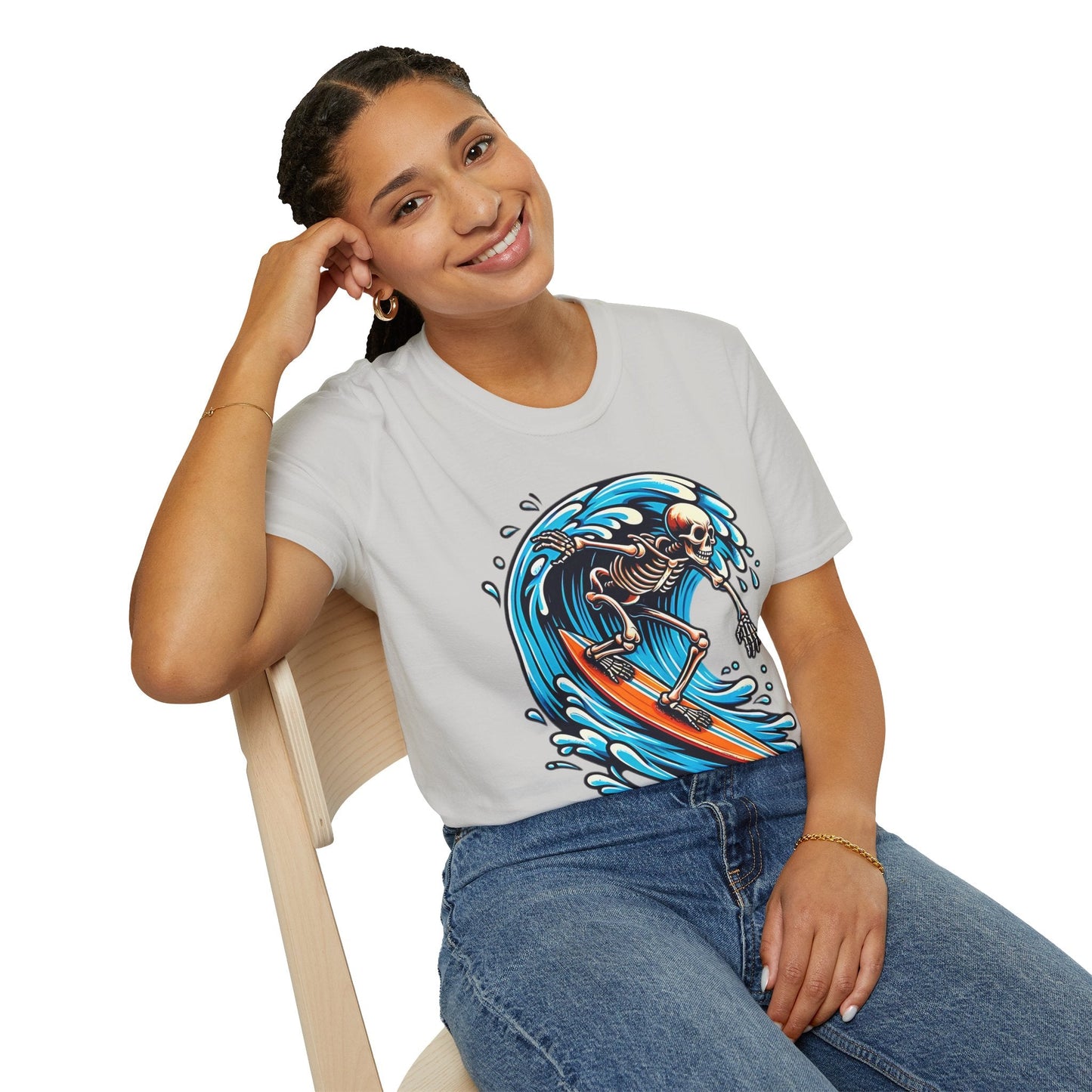 Skull Tee Shirt With Skeleton Art Design Unisex Gildan Softstyle 64000 Ring Spun Cotton Tee