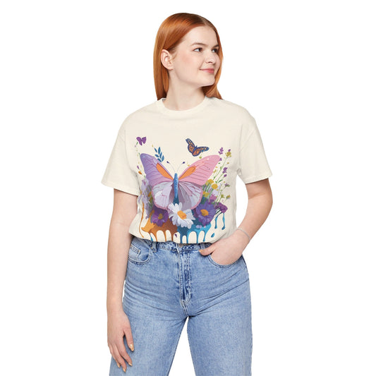 Butterfly Graphic Unisex 100 Cotton Lightweight Vintage Floral Design Jersey Tee 61