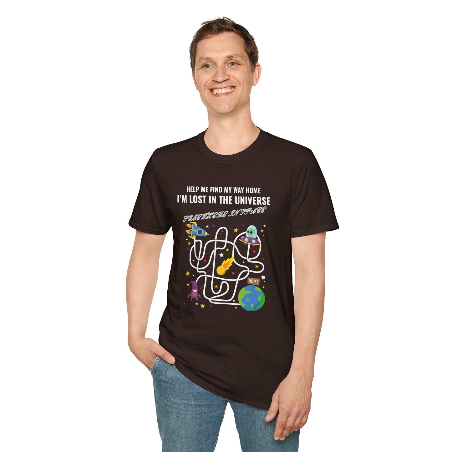 Lost in the Universe Maze TShirt Unisex Cotton Funny Space Puzzle Tee