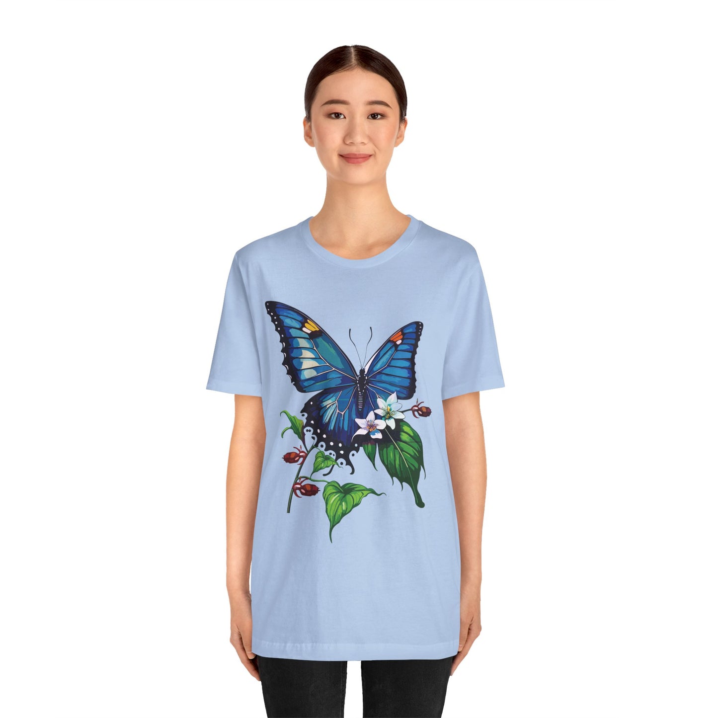 Cotton Tee Shirt with Butterfly Prints