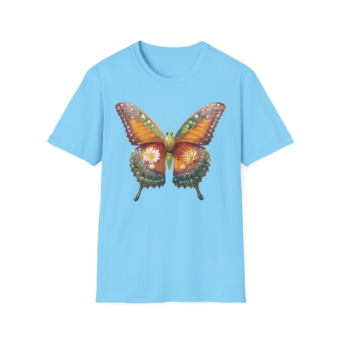 Butterfly T Shirt Unisex Monarch Shirt Gildan Softstyle 64000 100 Percent Ring Spun Cotton