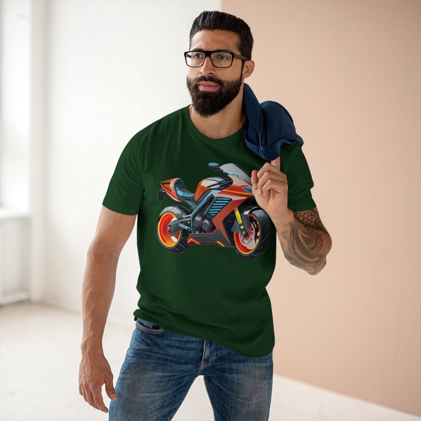Moto Bike Graphic Unisex 100 Cotton Staple Tee 32